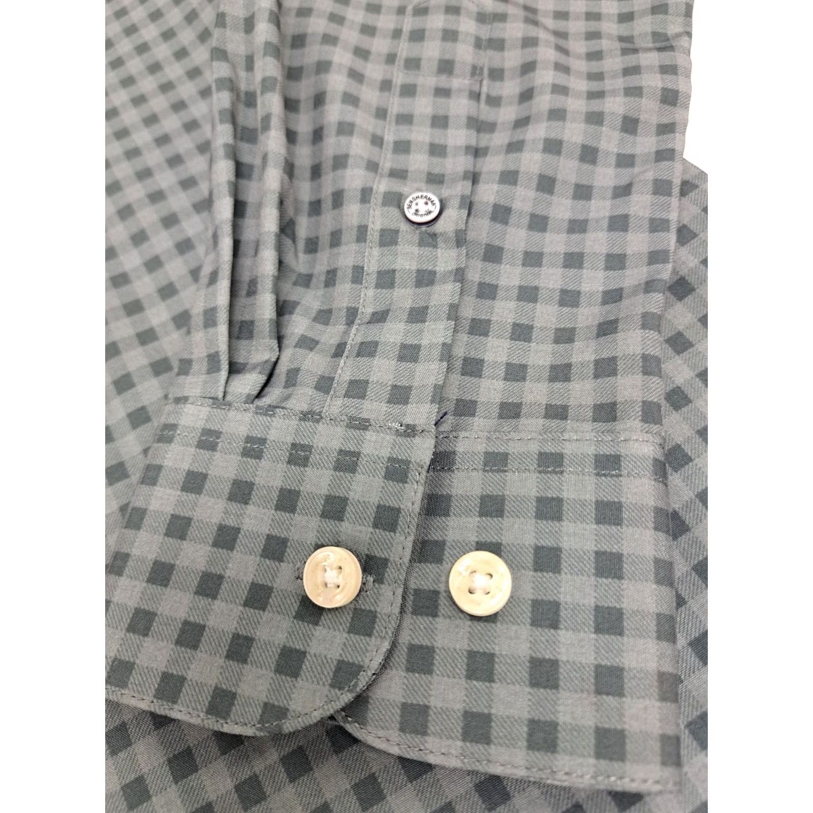 Ben Sherman Ben Sherman Mens Long Sleeve Slim Stretch Green Check Shirt 15/15.5 32-33 #7023 Size US M / EU 48-50 / 2 - 6 Thumbnail