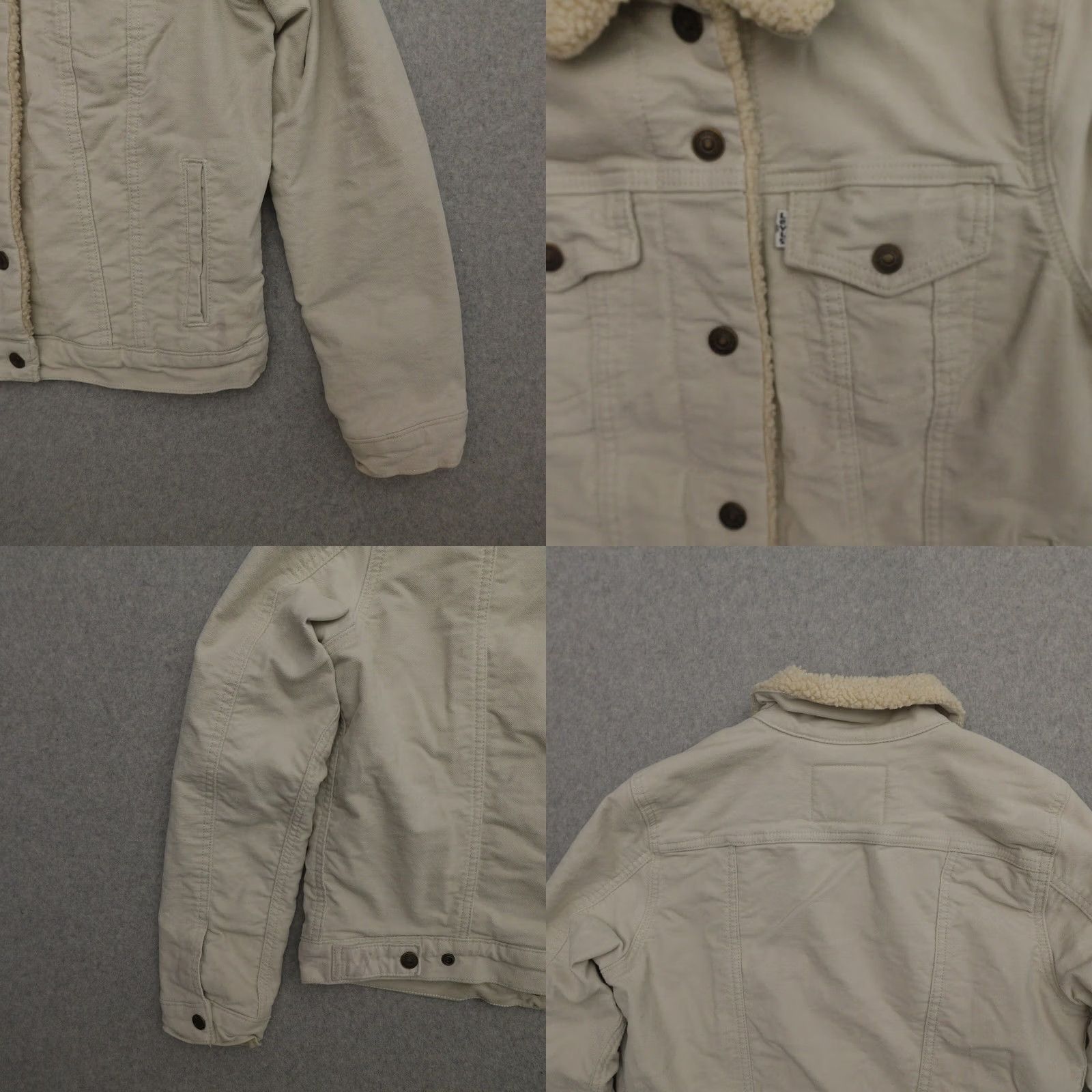 Levi's LEVI'S Jacket Womens Small Sherpa Lined Trucker Fleece Coat Short Beige Staple Basic Jacket Women Small 18X21 Size: Small Size S / US 4 / IT 40 - 8 Thumbnail