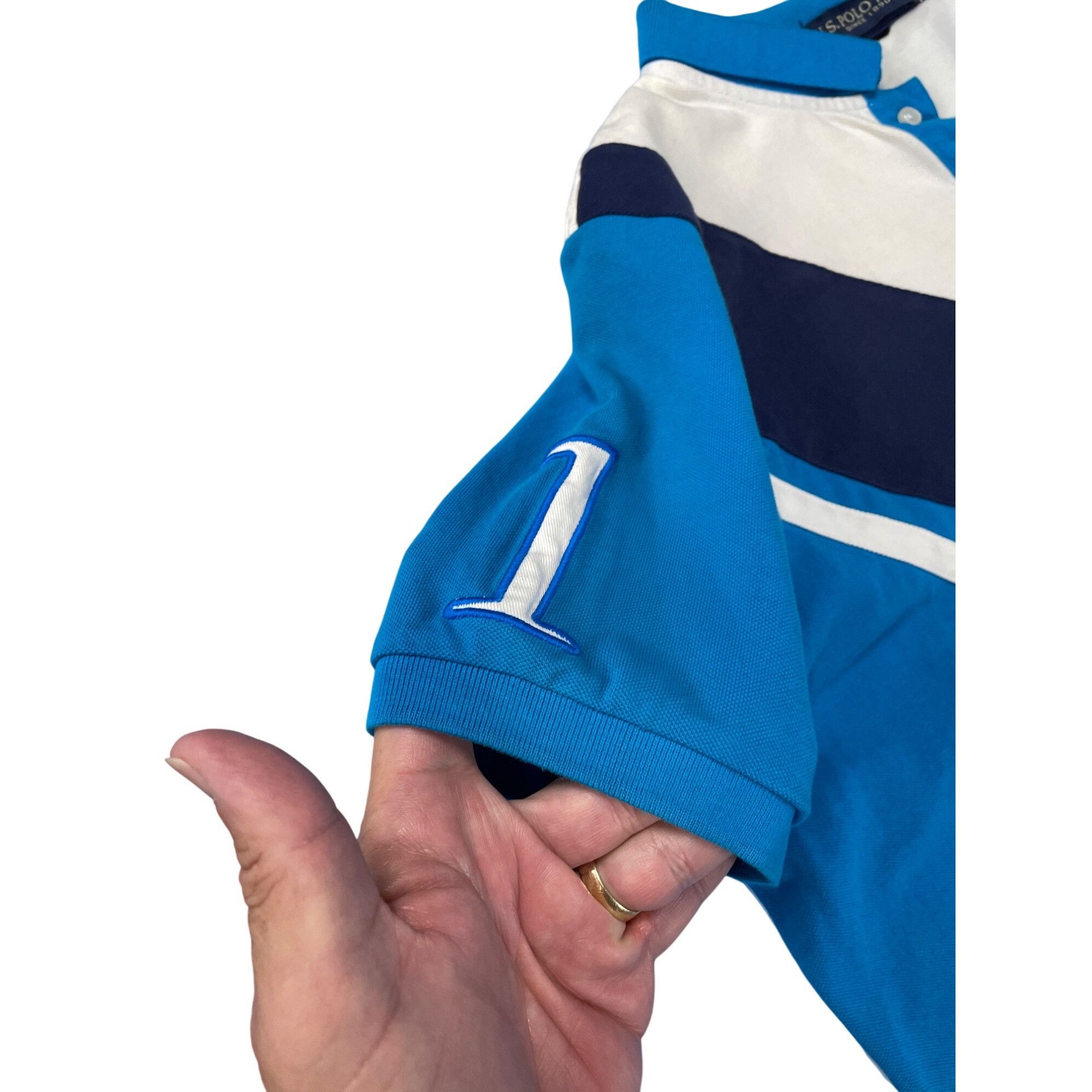 U.S. Polo Assn. US Polo Mens white blue Polo Golf Shirt Size XL SKU 9303 Size US XL / EU 56 / 4 - 2 Thumbnail