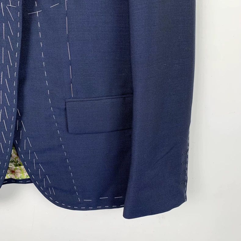 Gucci GucciDark blue line horsehair lapel long-sleeved suit jacke Size US L / EU 52-54 / 3 - 4 Thumbnail