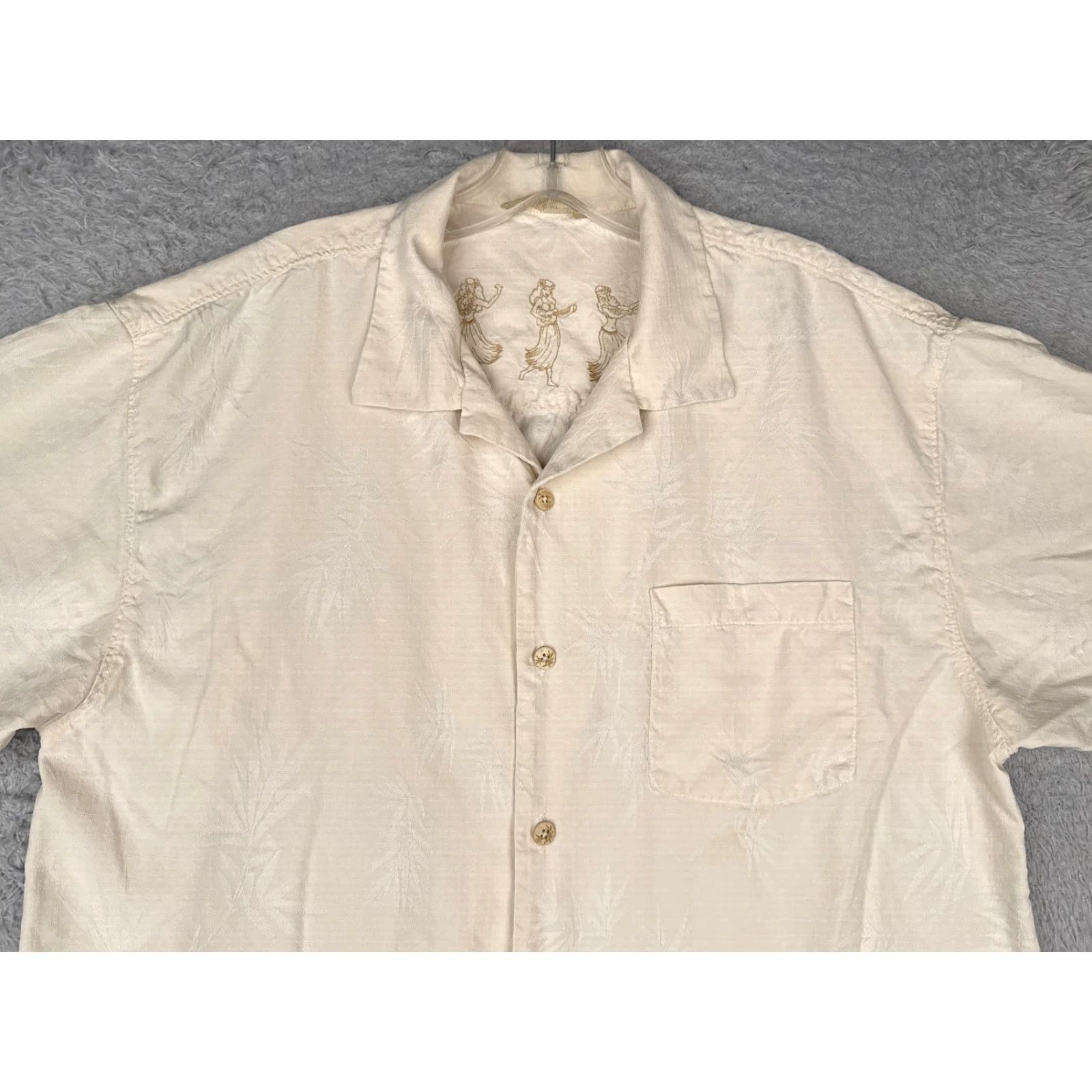 Tommy Bahama Tommy Bahama Shirt Men Medium Ivory Floral Silk Button Hawaiian Embroider Size US M / EU 48-50 / 2 - 4 Thumbnail