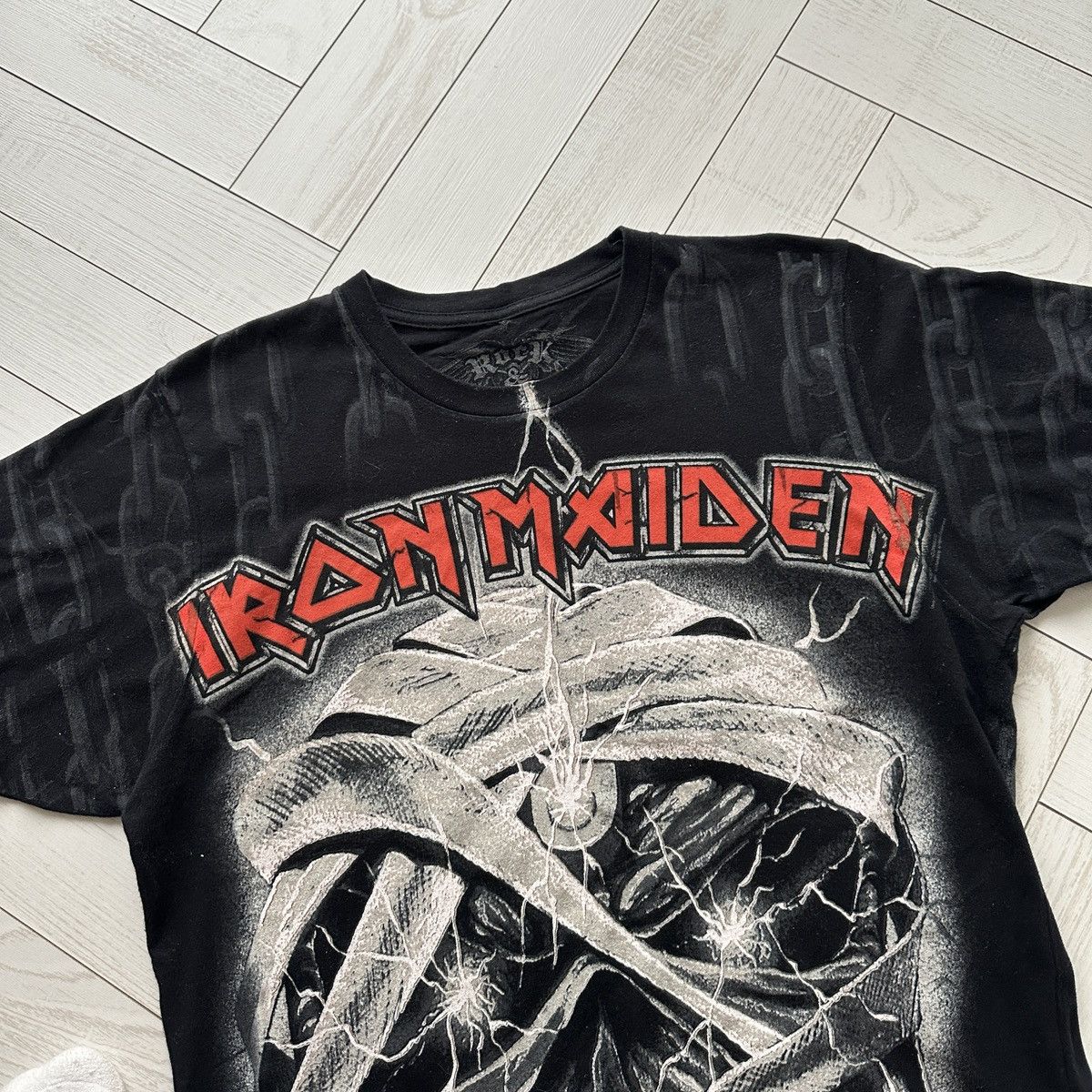 Iron Maiden Vintage 00s Iron Maiden Bravado AOP tee y2k Powerslave Rock Size US M / EU 48-50 / 2 - 7 Thumbnail
