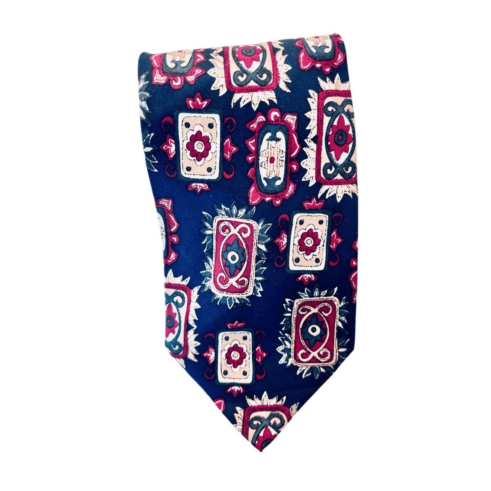 Other Dellacroce Art Nouveau Blue 100% Silk 56” x 4" Necktie Tie Size ONE SIZE - 3 Thumbnail