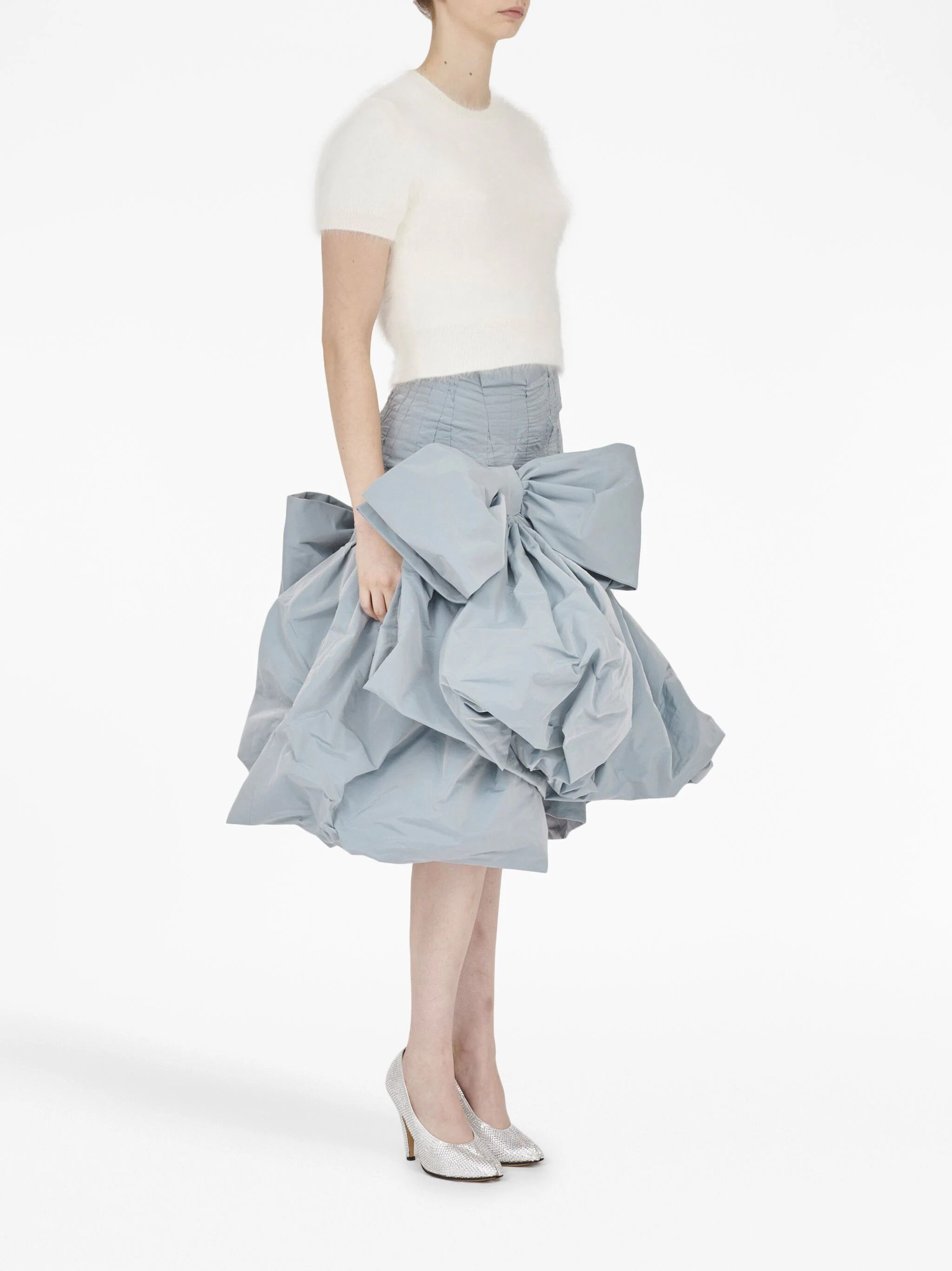 Maison Margiela o1s22i1n0724 Angora Wool Short Sleeved Top in White Size L / US 10 / IT 46 - 3 Thumbnail