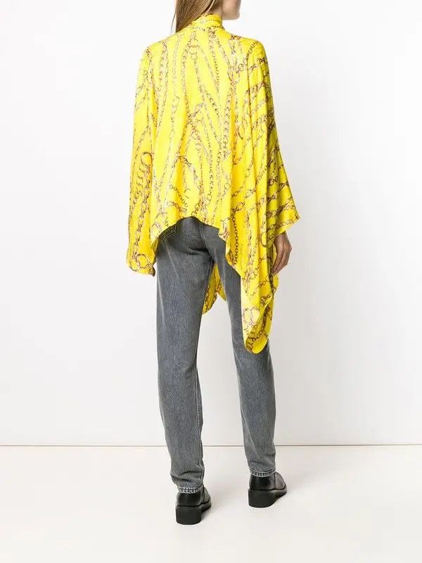 Balenciaga 🇮🇹 SS19 Balenciaga Chain Print Silk Blouse Baroque Style Size ONE SIZE - 7 Thumbnail