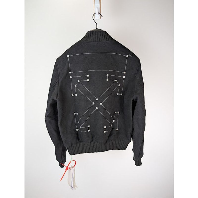Off-White o1rshd1 Virgil Abloh Arrows Varsity Jacket in Black / White Size US M / EU 48-50 / 2 - 1 Thumbnail