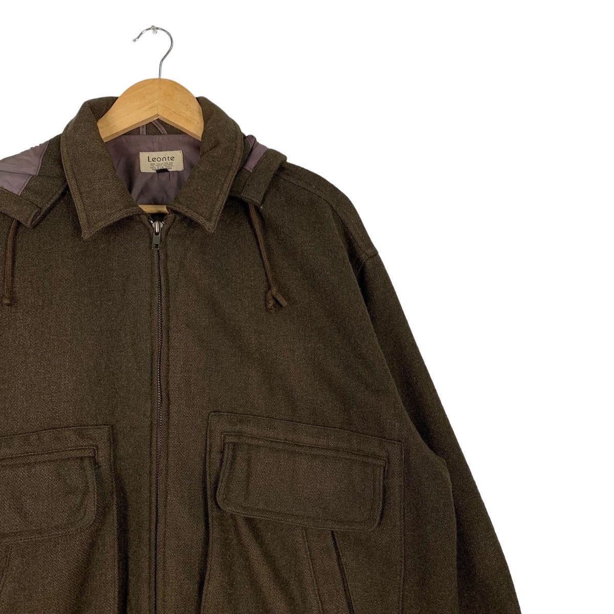 Japanese Brand LEONTE Olive Hooded Wool Bomber Jacket #1103-C50 Size US M / EU 48-50 / 2 - 5 Thumbnail