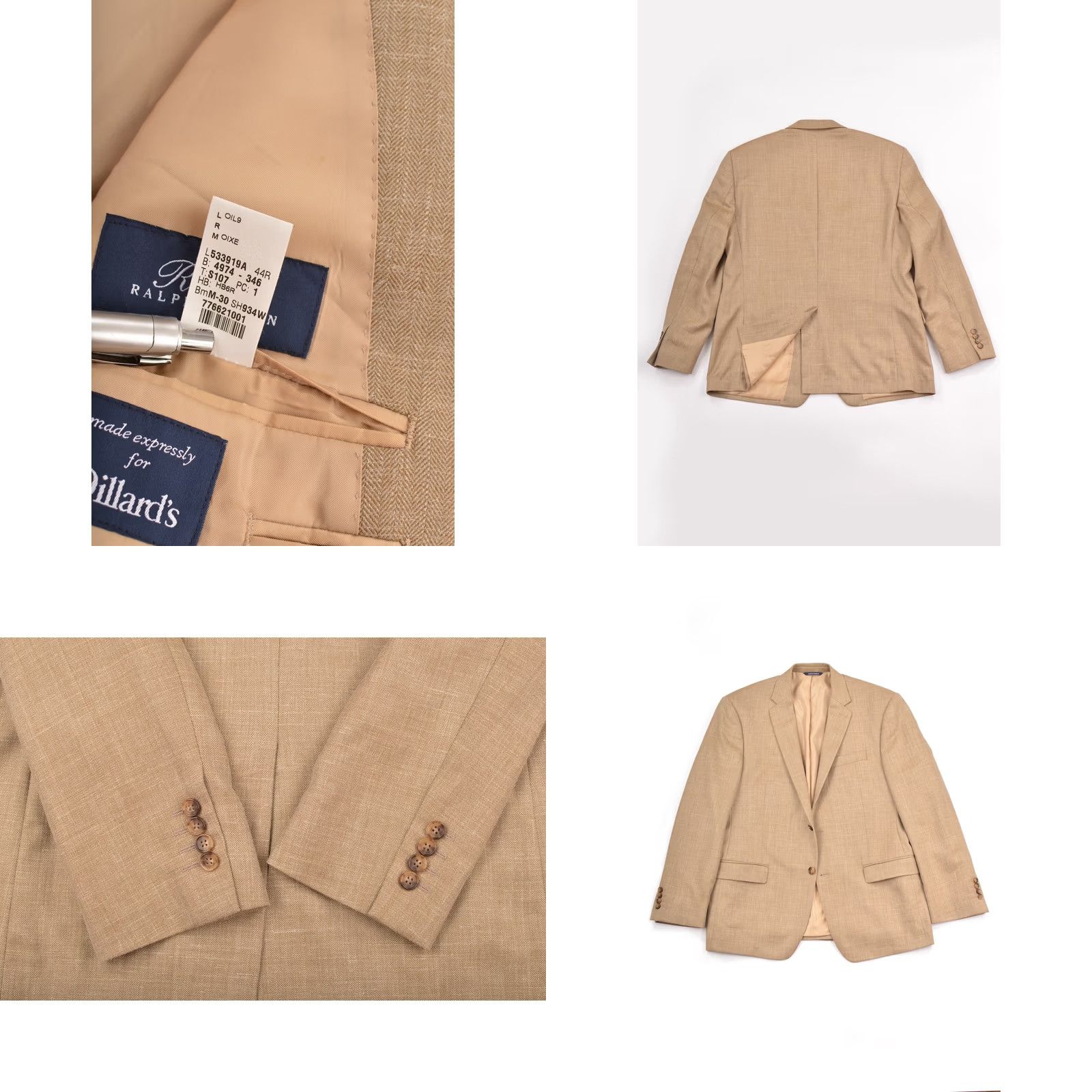 Ralph Lauren Ralph Lauren Blazer Wool Blend Herringbone Beige 44R Men Canada Made in Canada Size 44R Wool Blend Herringbone Blazer Mens Size 44R - 8 Thumbnail