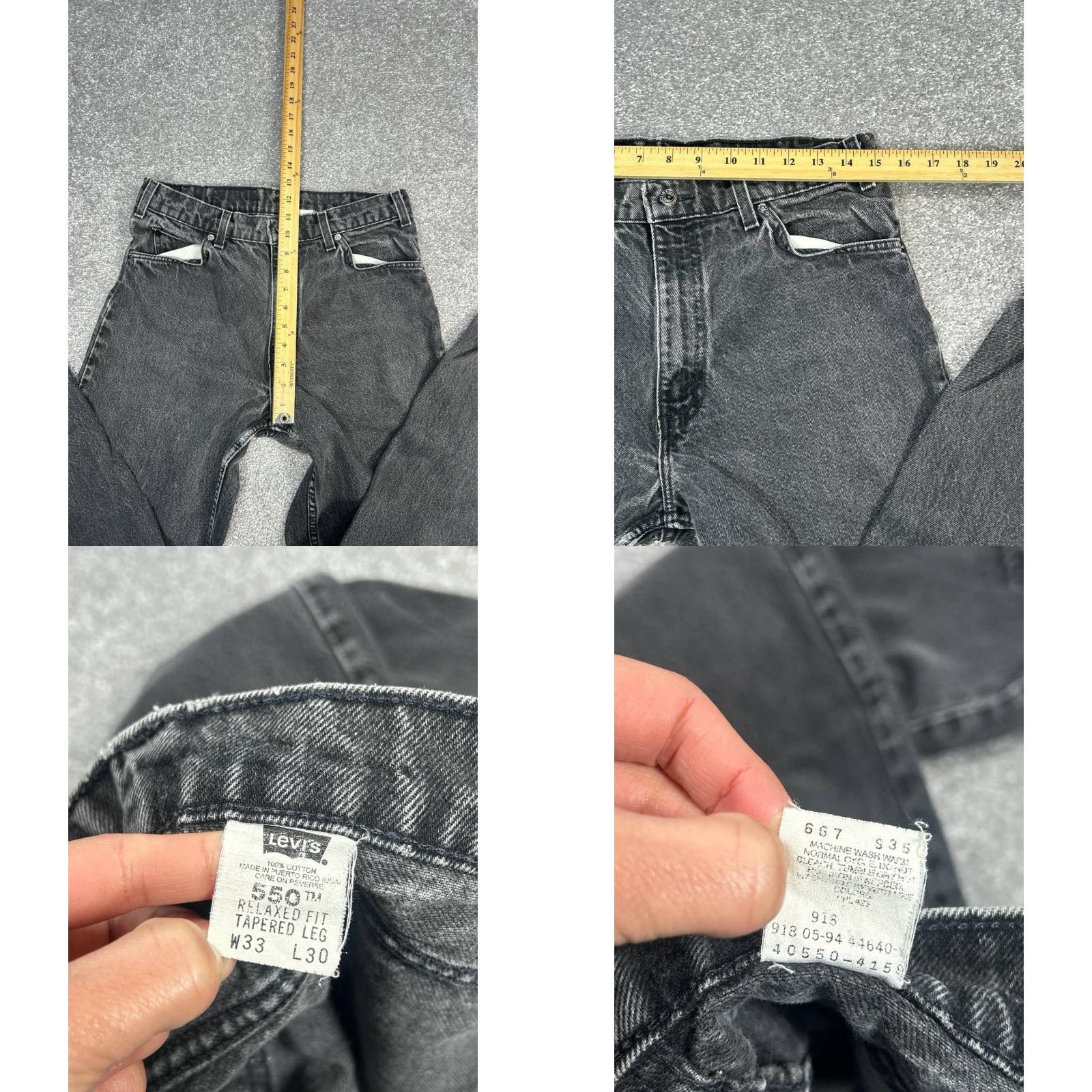 Levi's VINTAGE Levi's 550 Jeans Mens 33 Black Denim Relaxed Fit 90s Orange Tab 30x29 Levi's 500 Series 5-Pocket Design Jeans Men Black 90s Size US 33 - 8 Thumbnail