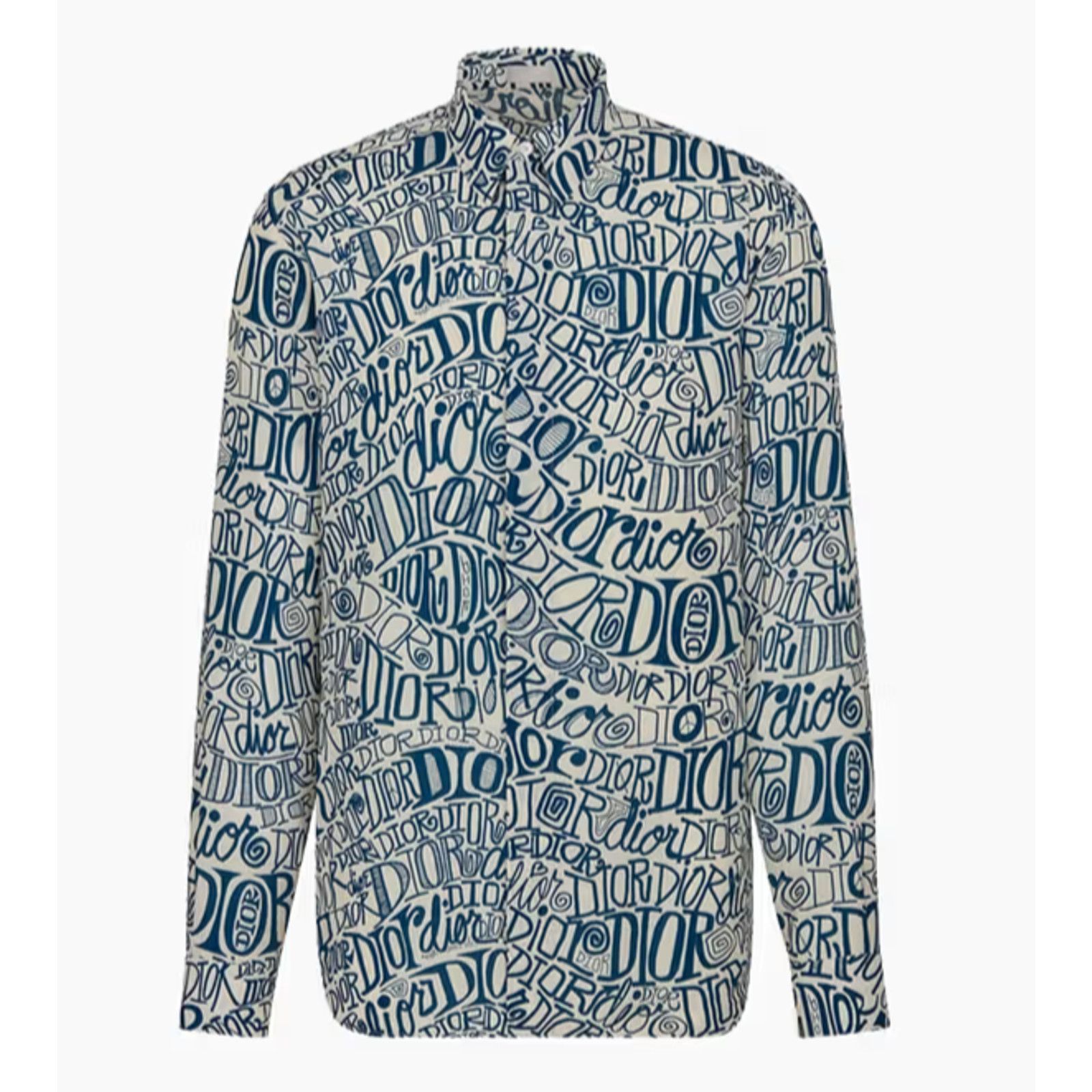 Dior Dior Shawn Stussy Blue Swirl Graffiti Long Sleeve Button Up Size US L / EU 52-54 / 3 - 1 Thumbnail