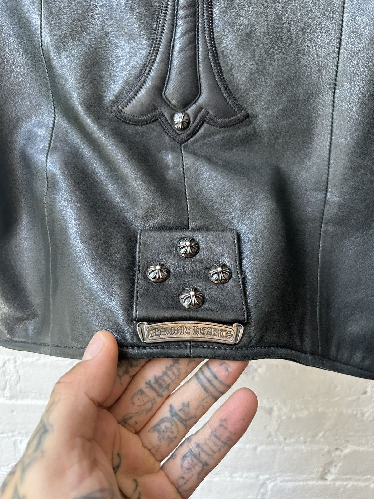 Chrome Hearts Chrome Hearts CROSS PATCH SILVER STUD leather vest jacket Size US M / EU 48-50 / 2 - 4 Thumbnail