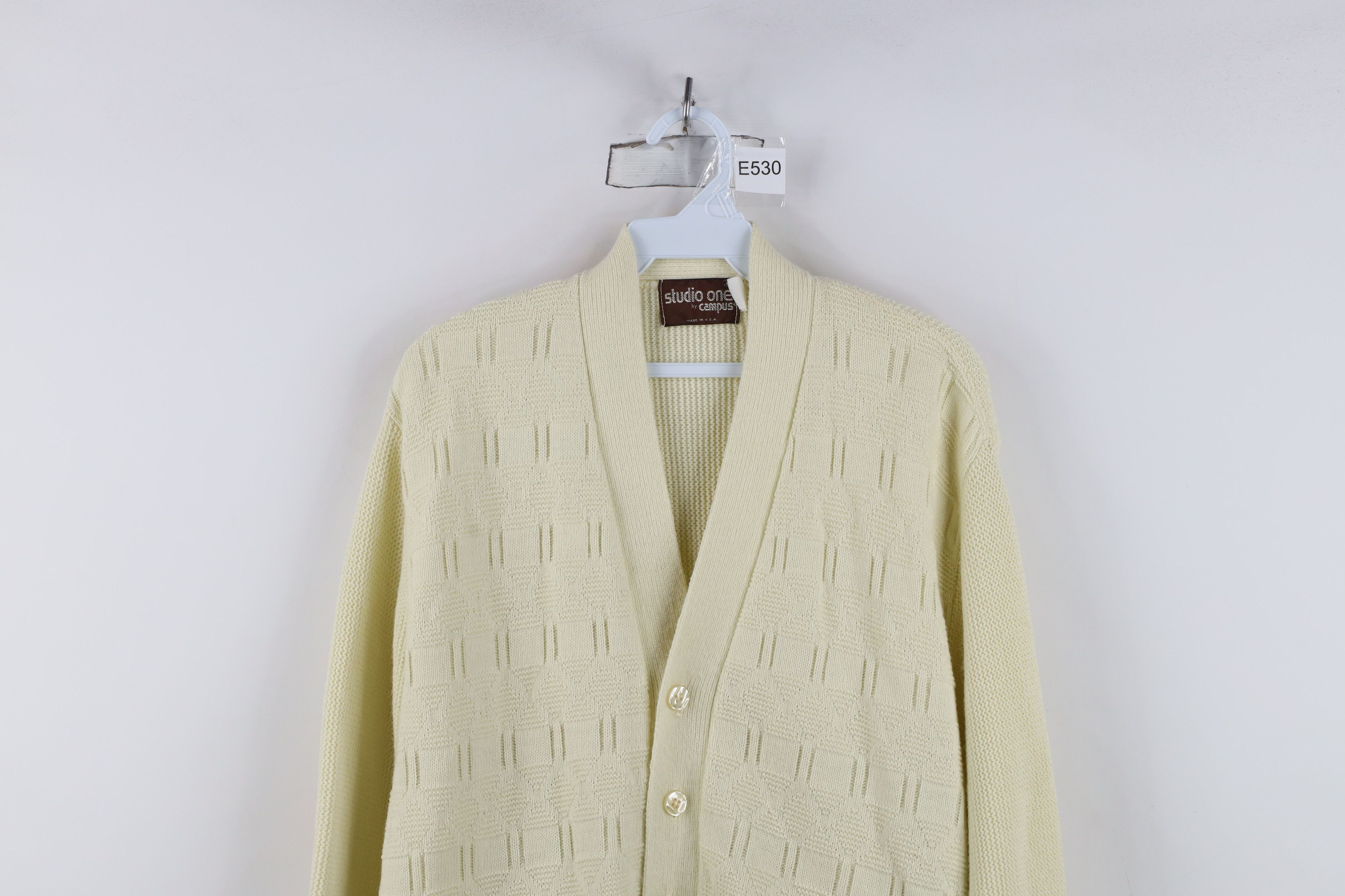 Vintage Vintage 70s Streetwear Knit Cardigan Sweater Beige USA Size US L / EU 52-54 / 3 - 2 Thumbnail