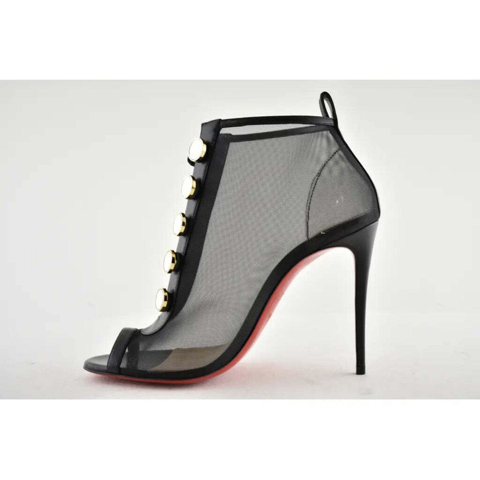 Christian Louboutin Christian Louboutin Marikate 100 Black Mesh Peep Toe Ankle Size US 7 / IT 37 - 8 Thumbnail