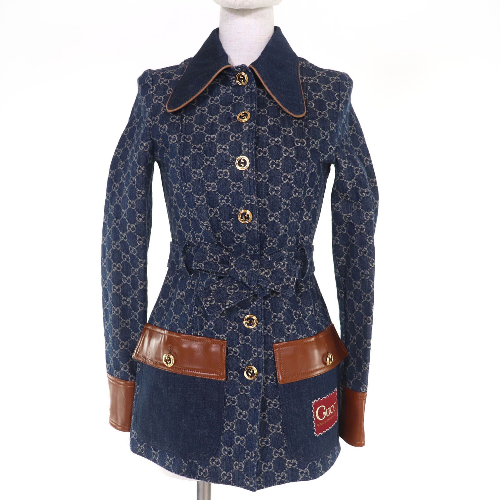 Gucci Gucci Gucci GG washed organic leather Denim Jacket Textile Outerwear 652658 DUTY FREE for USA Size ONE SIZE - 1 Thumbnail