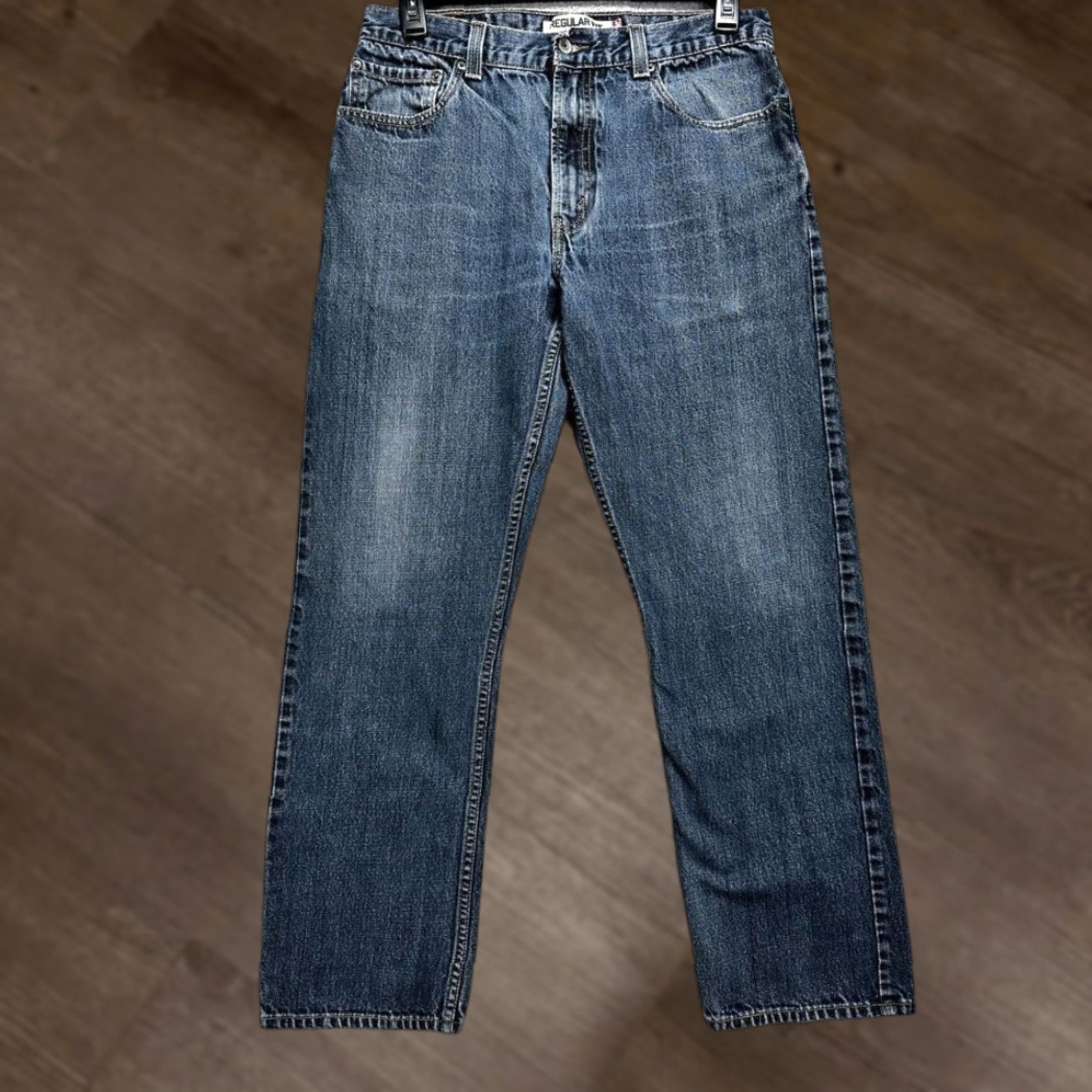 Levi's Levi's 505 Jeans Mens 34X32 Blue Distressed Regular Fit Straight Leg Denim Casual Jeans Regular 34X32 Mens Blue Distressed 505 Size US 34 / EU 50 - 1 Thumbnail