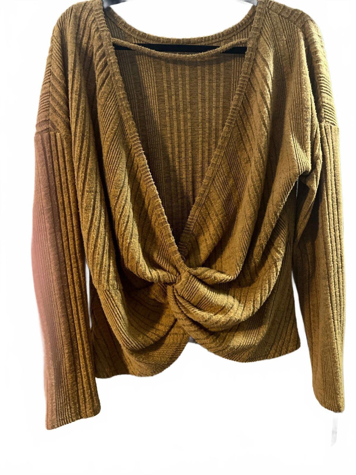 Designer Miss Me Women's M Ribbed Knit Sweater - Mustard Yellow Size M / US 6-8 / IT 42-44 - 2 Thumbnail