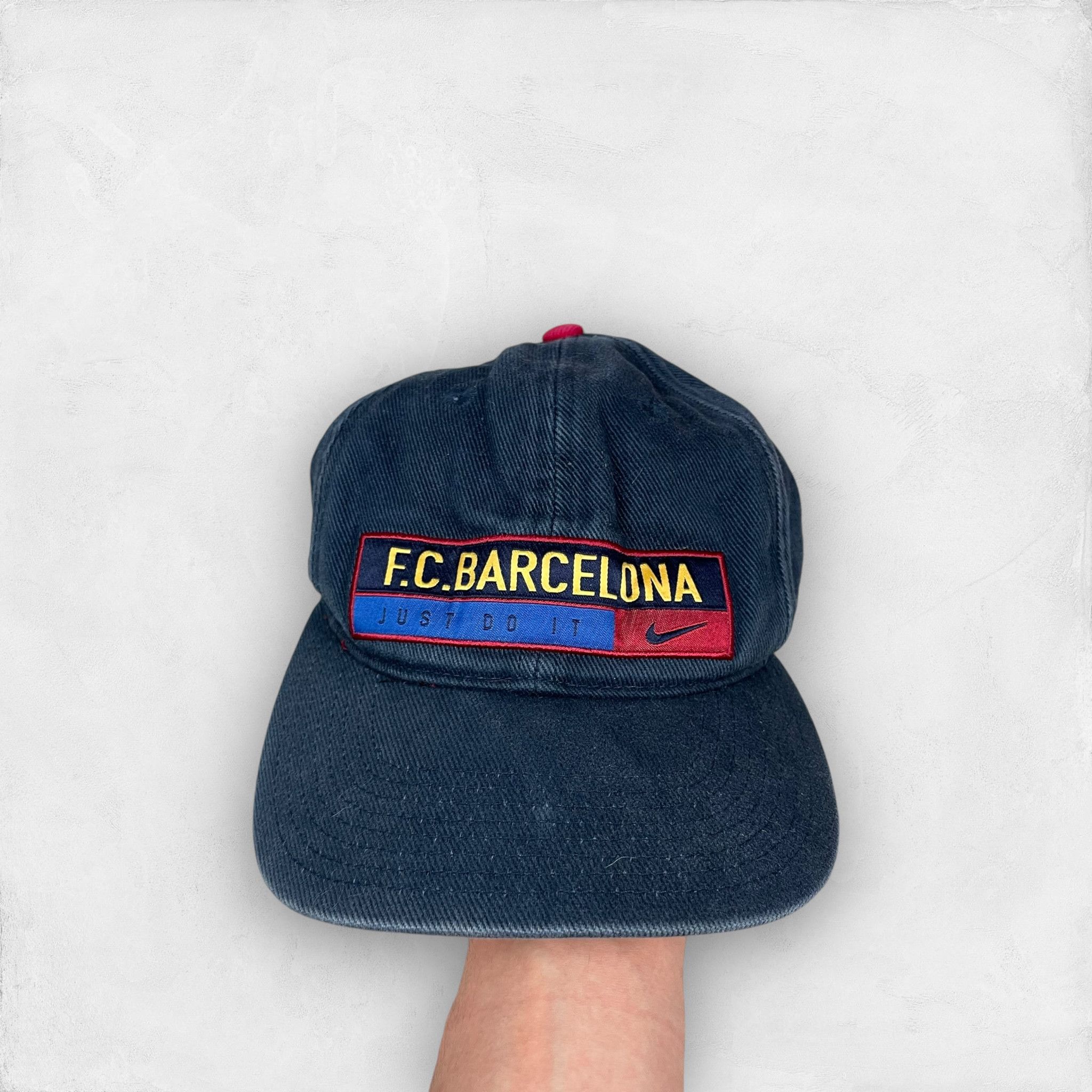 Nike Soccer Jersey Vintage Vintage Nike Men s Blue Just Do It FC Barcelona Football Hat Grailed
