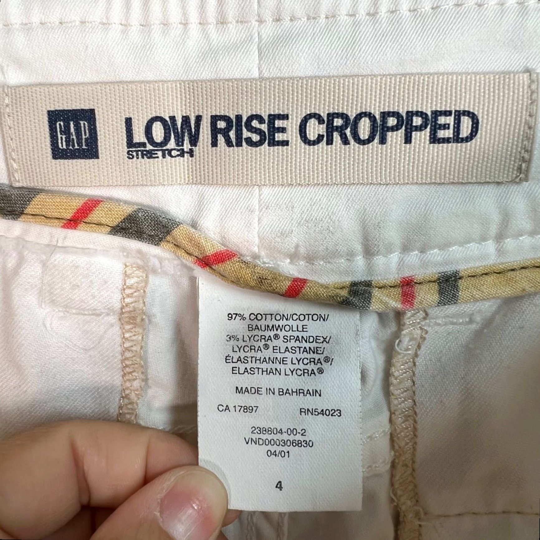 Gap Gap Women Pants - Cropped Straight Leg, Low Rise, White, Size 4, Stretch Cotton Spandex, Casual Summer/Air, 30in Waist, Gap Brand Size 27" / US 4 / IT 40 - 3 Thumbnail
