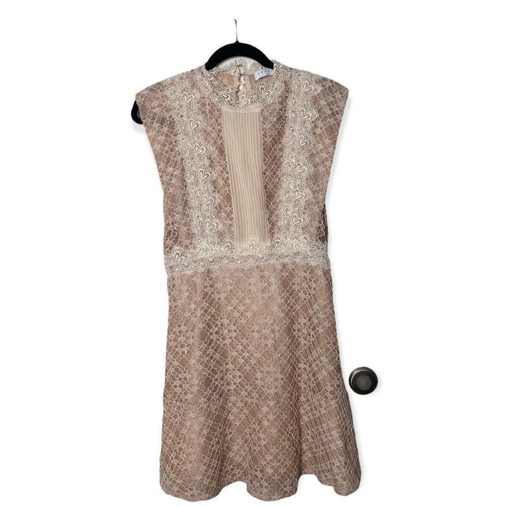 image of Sandro Size 3 Peaches Lace Dress in Pink, Women's