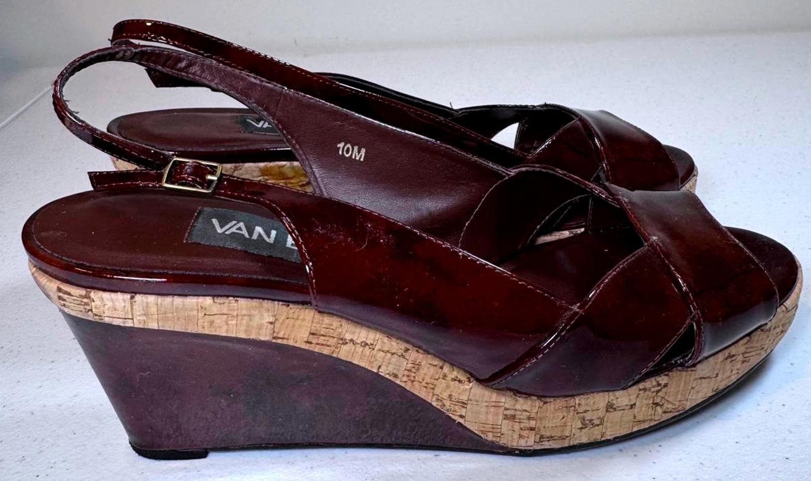 Designer Vaneli Women's Brown Patent Wedge Sandals - Size 10M Size US 10 / IT 40 - 2 Thumbnail