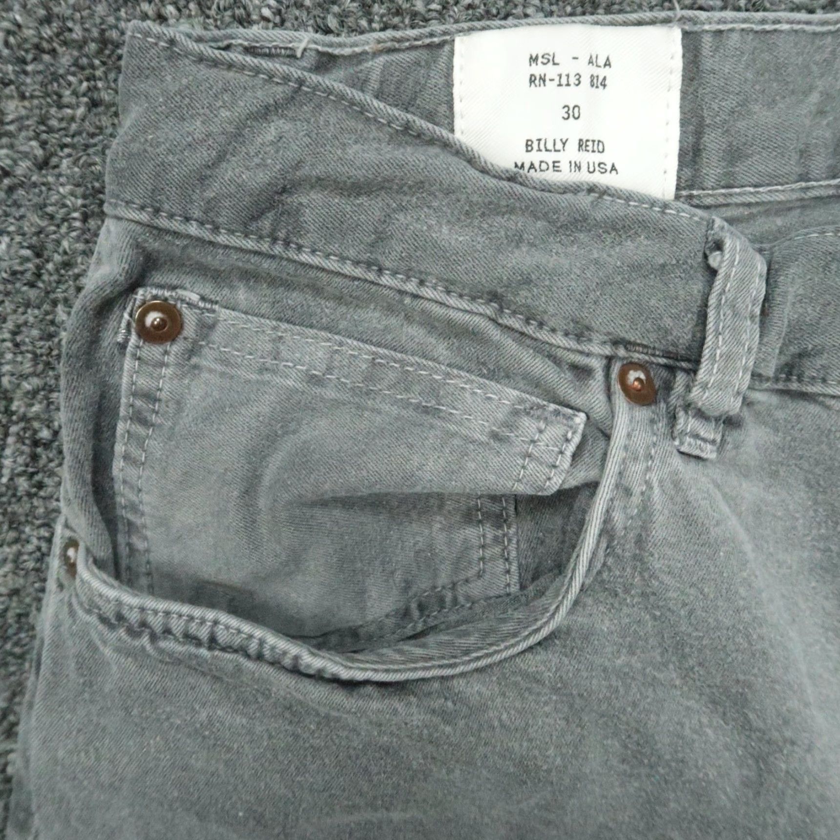 Billy Reid Billy Reid Jeans Mens Slim Straight 5-Pocket Denim Gray 30x33 MSL-ALA Mens Regular Size 30 Inseam 33 Color Gray Size US 30 / EU 46 - 3 Thumbnail