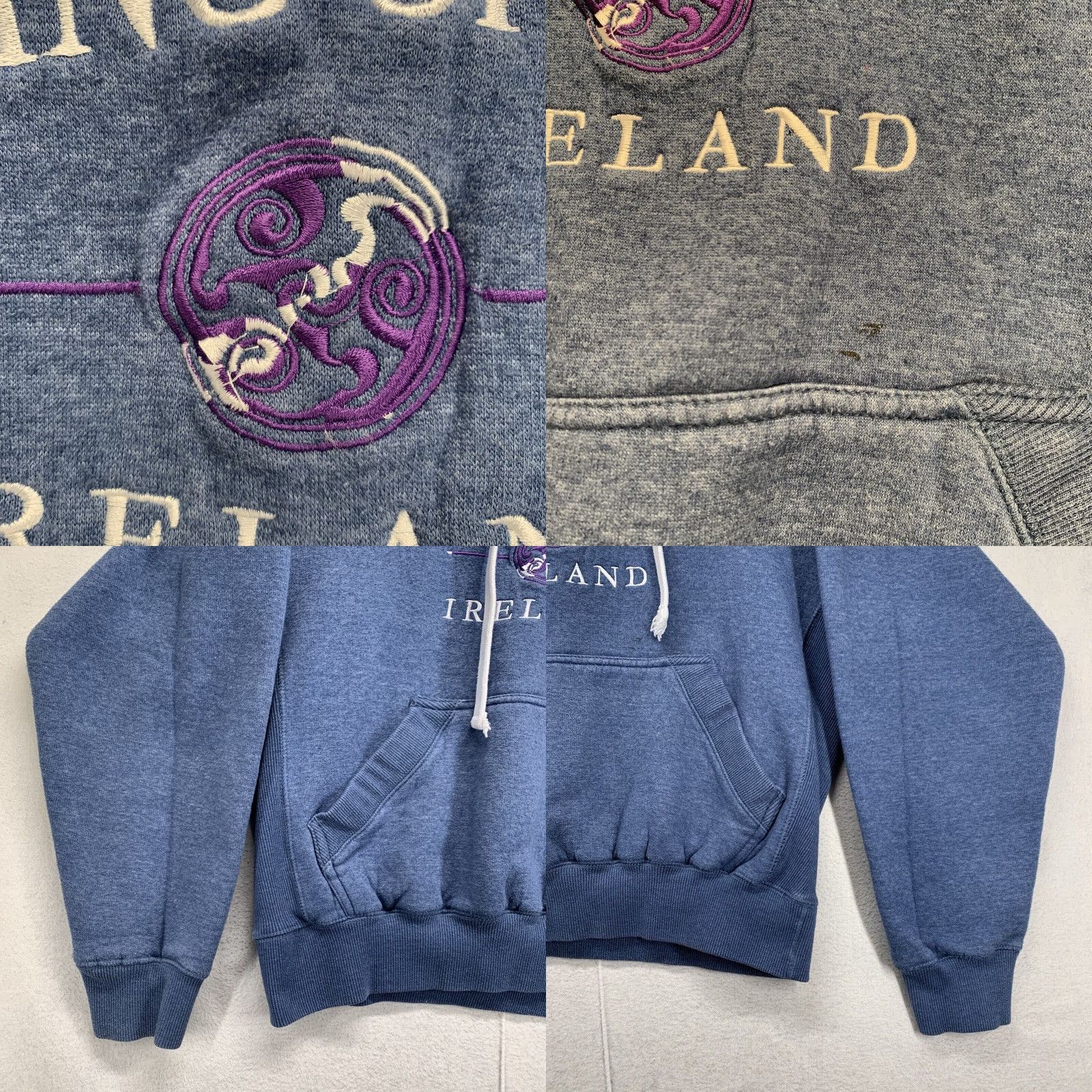 Logo 7 VINTAGE Quills Hoodie XS Unisex Adults 90s Ring Of Kerry Ireland Embroidered Logo Blue Cotton Blend Fleece Hooded Pockets Pullover Size US XS / EU 42 / 0 - 8 Thumbnail