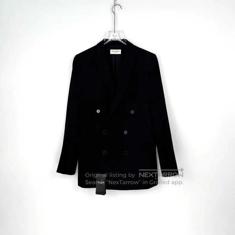 Saint Laurent Paris SLP Black Wool Double-Breasted Blazer. Size US M / EU 48-50 / 2 - 3 Thumbnail