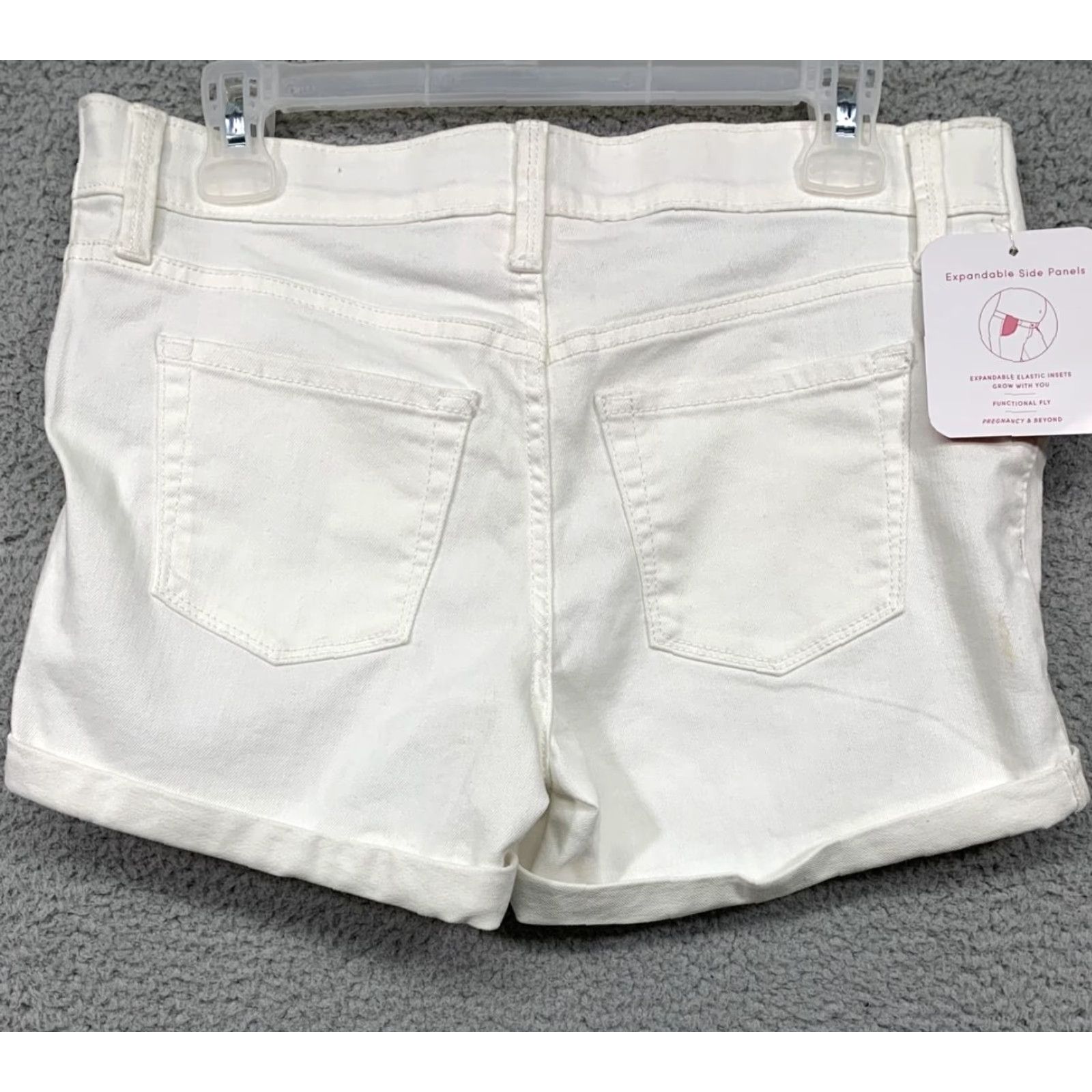 Vintage Isabel Maternity Shorts Midi White Casual 2 Back Pockets Belt Loops NWT Womens Modern Vintage: No Size 26" / US 2 / IT 38 - 5 Thumbnail