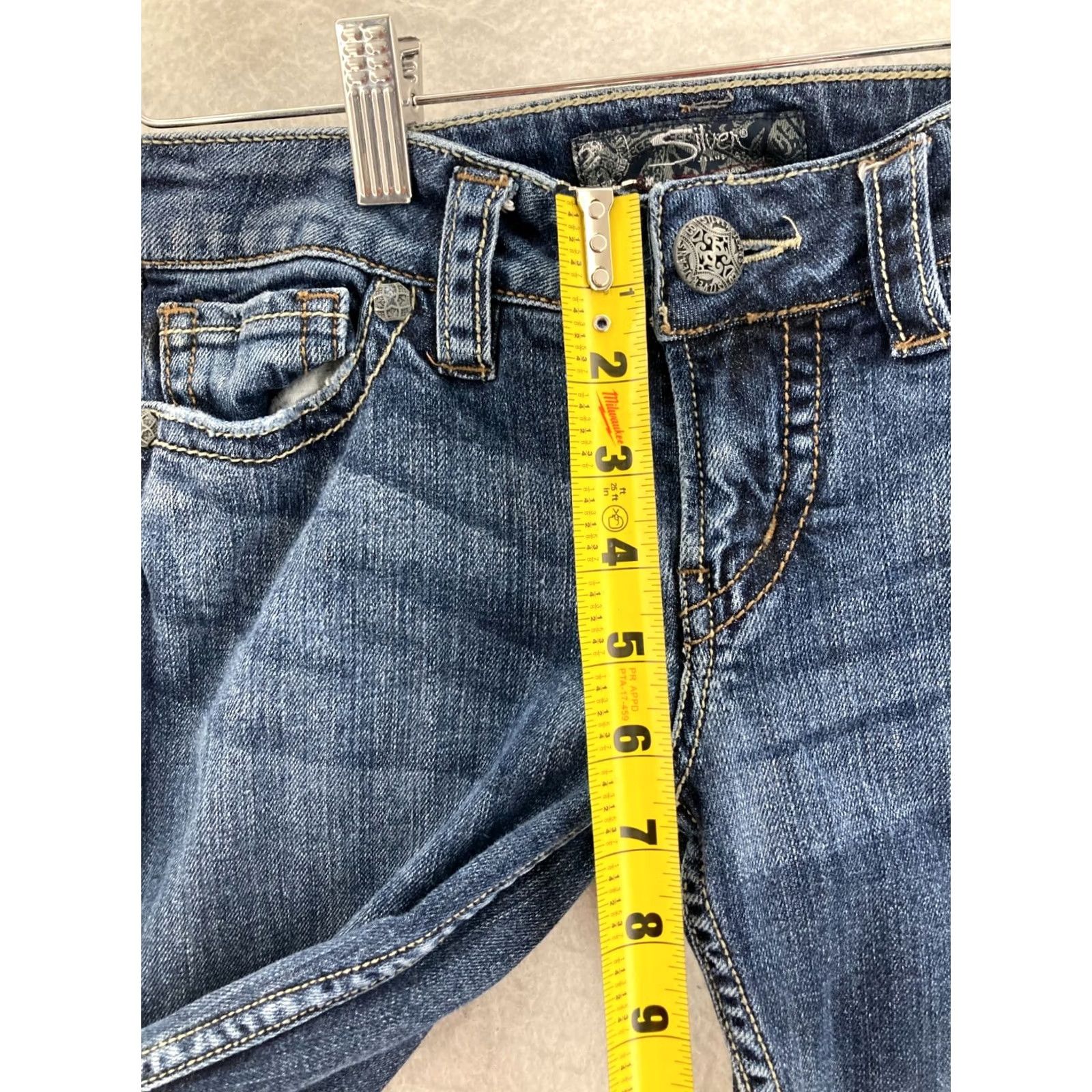 Silver Jeans Co. Silver Jeans Frances Womens 5 Pocket Denim Jeans Blue Stretch Accents Stitching Flared Size 18 Regular Inseam See Photos Vintage No Size 40" / US 18 - 4 Thumbnail
