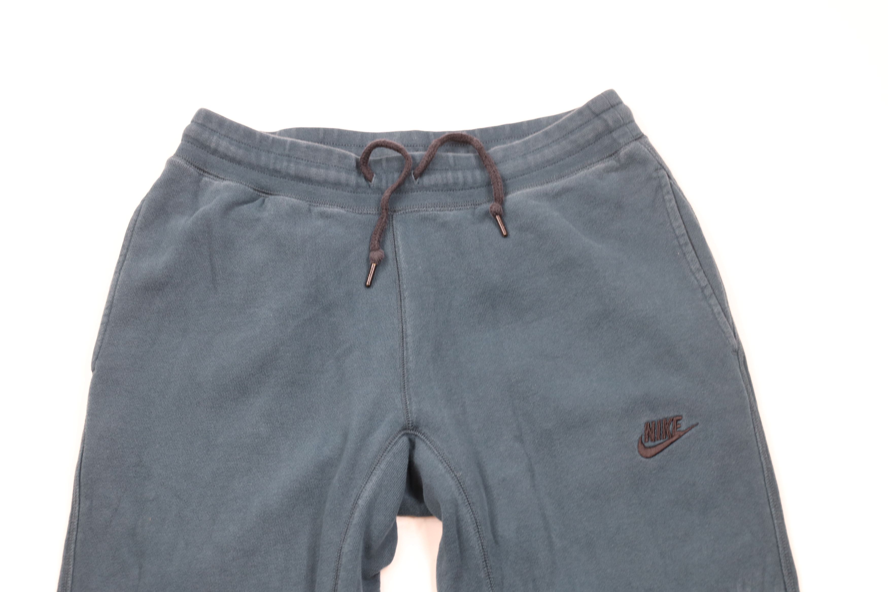 Nike × Vintage Vintage Nike Swoosh Cotton Ribbed Knit Wide Sweatpants Teal Size US 34 / EU 50 - 2 Thumbnail