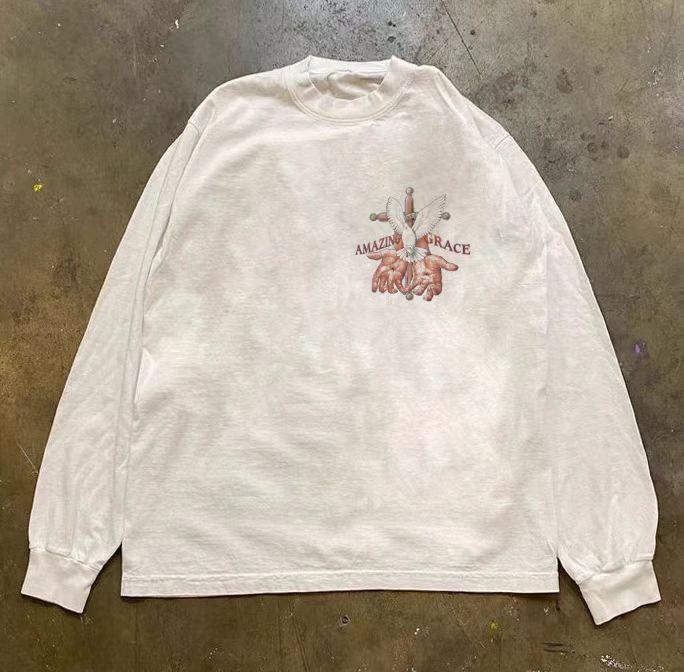 Japanese Brand × Vintage Loose White Printed Long Sleeve T-Shirt Size US M / EU 48-50 / 2 - 2 Thumbnail