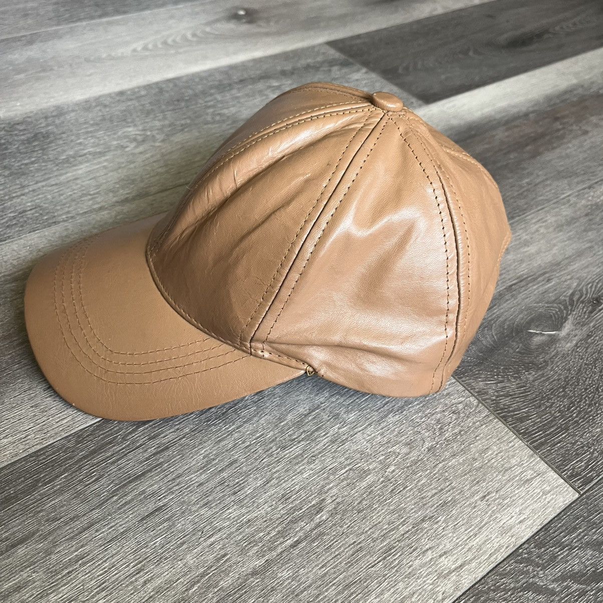 Genuine Leather Vintage 90s Genuine Leather Light Brown Tan Baseball Cap Hat Size ONE SIZE - 2 Thumbnail