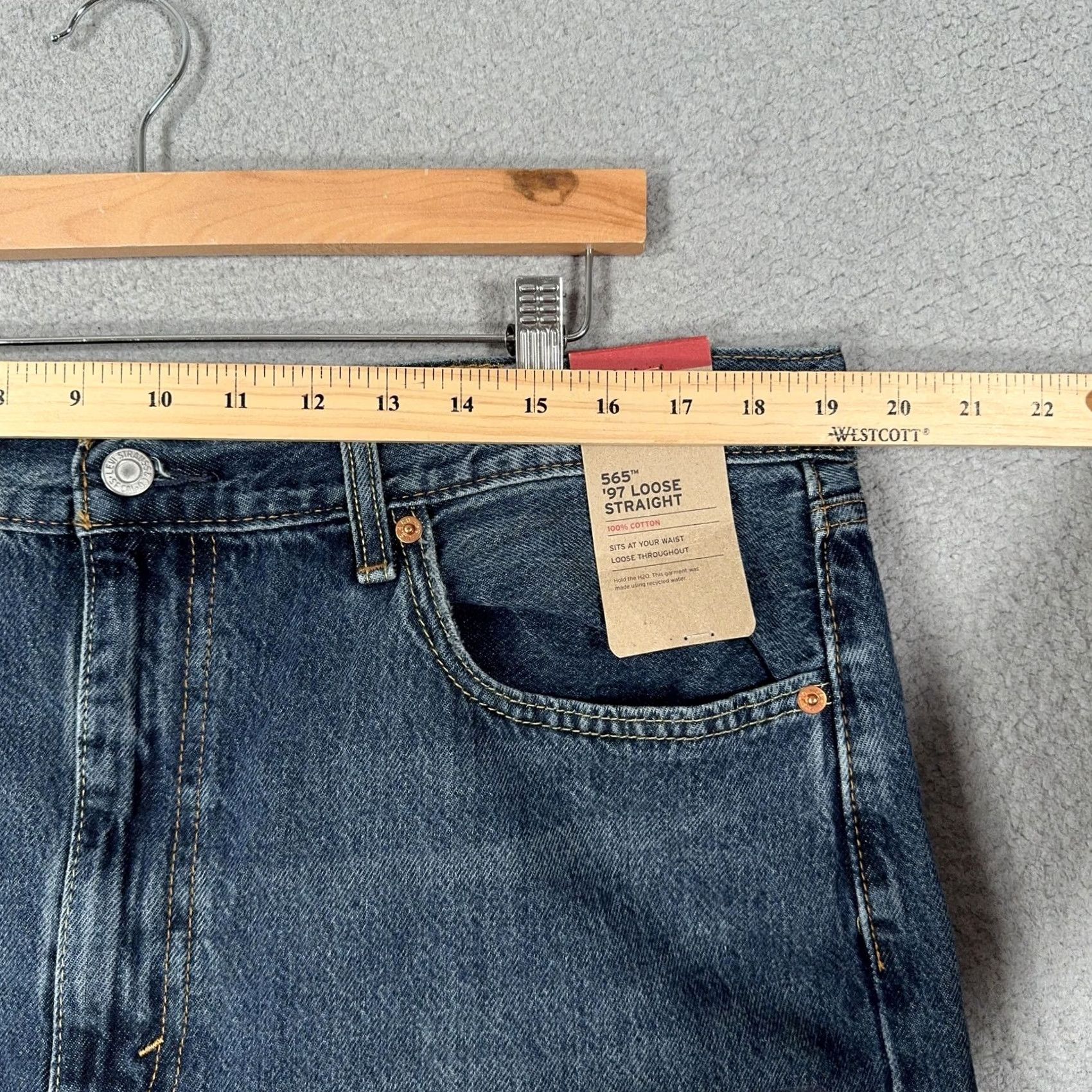 Levi's VINTAGE Levi's 565 '97 Loose Straight Jeans 38x30 Mens Blue Denim Relaxed Loose 90s Skater Casual Men Jeans Size US 38 / EU 54 - 6 Thumbnail