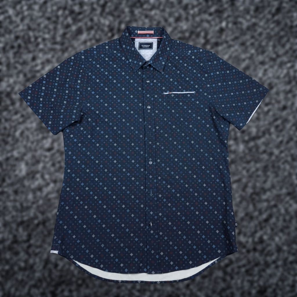 Vintage 7 Diamonds Shirt Mens Medium Blue 4 Way Stretch Button Up Geometric Shirt Size US M / EU 48-50 / 2 - 1 Thumbnail