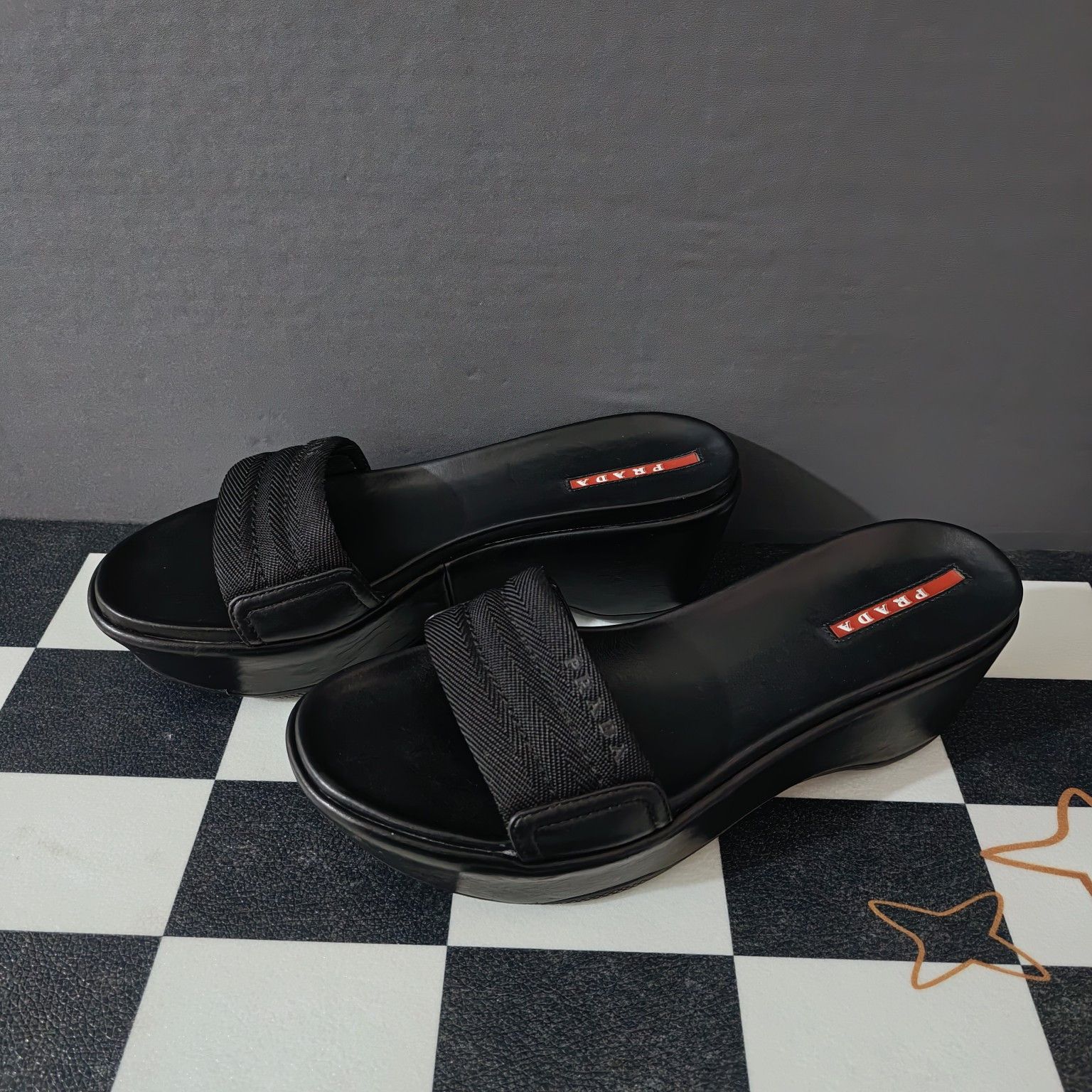 Prada Prada Black Platform Slide Sandals Size 37 Size US 7 / IT 37 - 1 Thumbnail