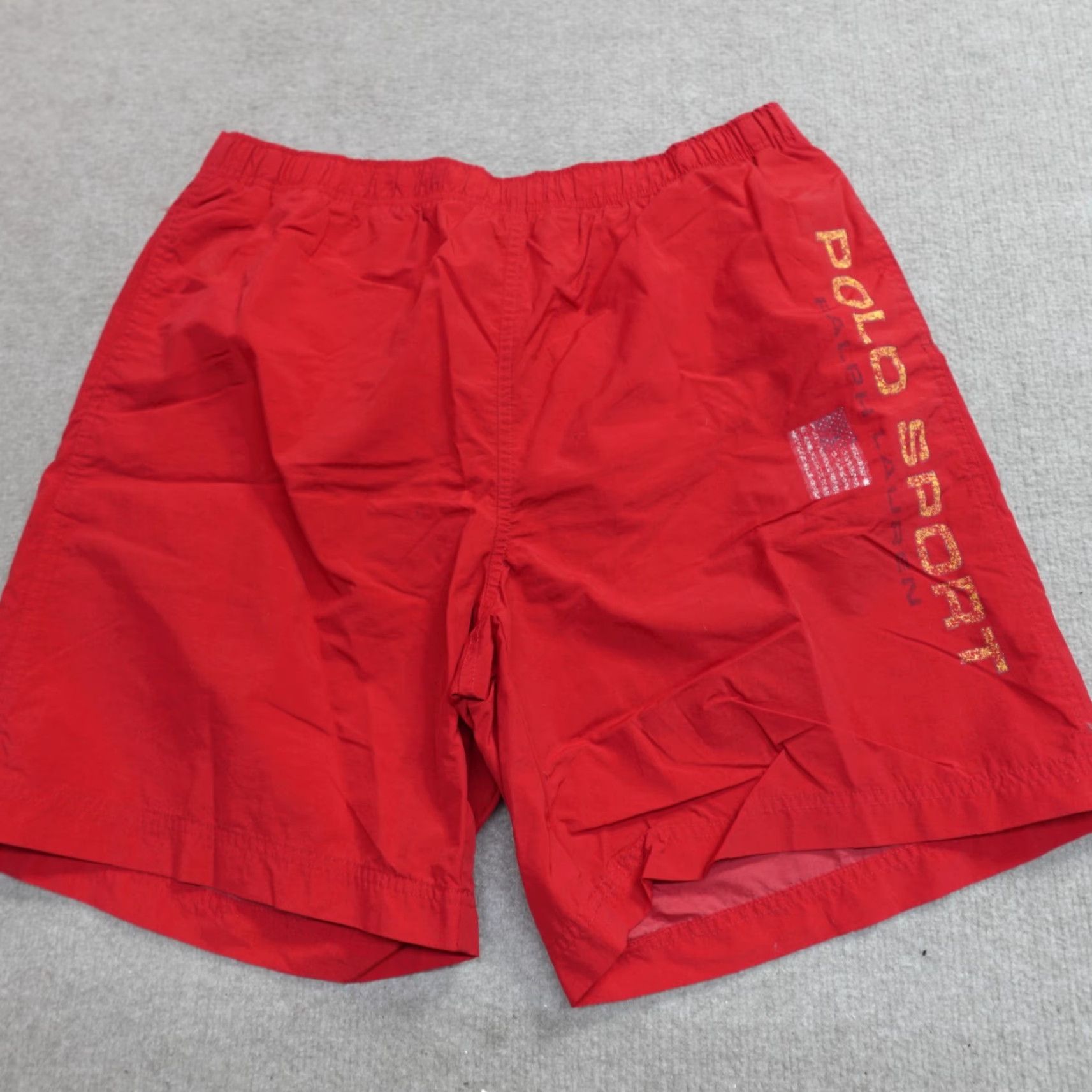 Vintage VINTAGE Polo Sport Mens Swim Shorts M Red Solid Lined Drawstring Shorts Mens Red Navy? Size US M / EU 48-50 / 2 - 2 Thumbnail