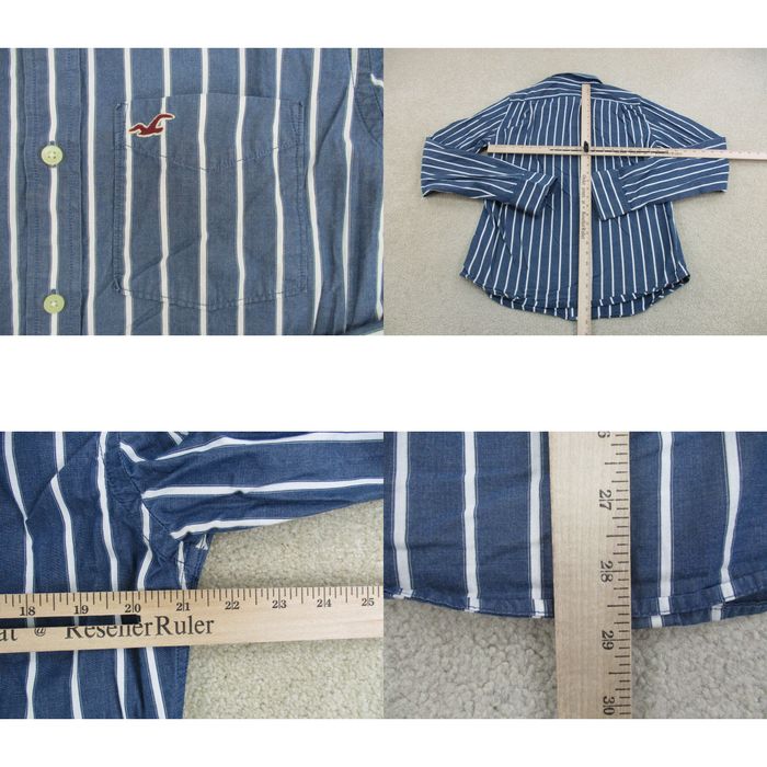 Hollister Shirt Mens Medium Blue Striped Button Up Preppy Casual Adult