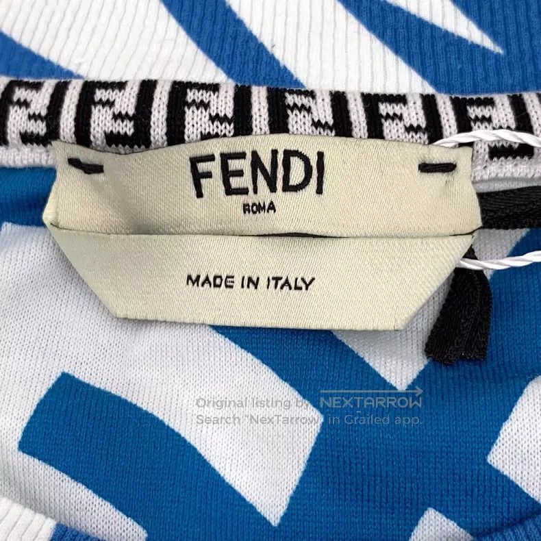 Fendi Fendi Blue logo lettering full print cotton round neck sho Size M / US 6-8 / IT 42-44 - 5 Thumbnail