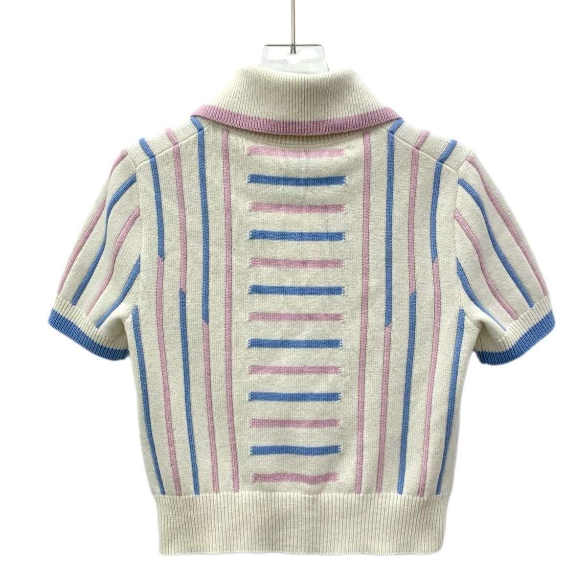 Chanel Chanel Beige Striped Logo Cashmere Knit Sweater Size XXS / US 00 / IT 34 - 2 Thumbnail