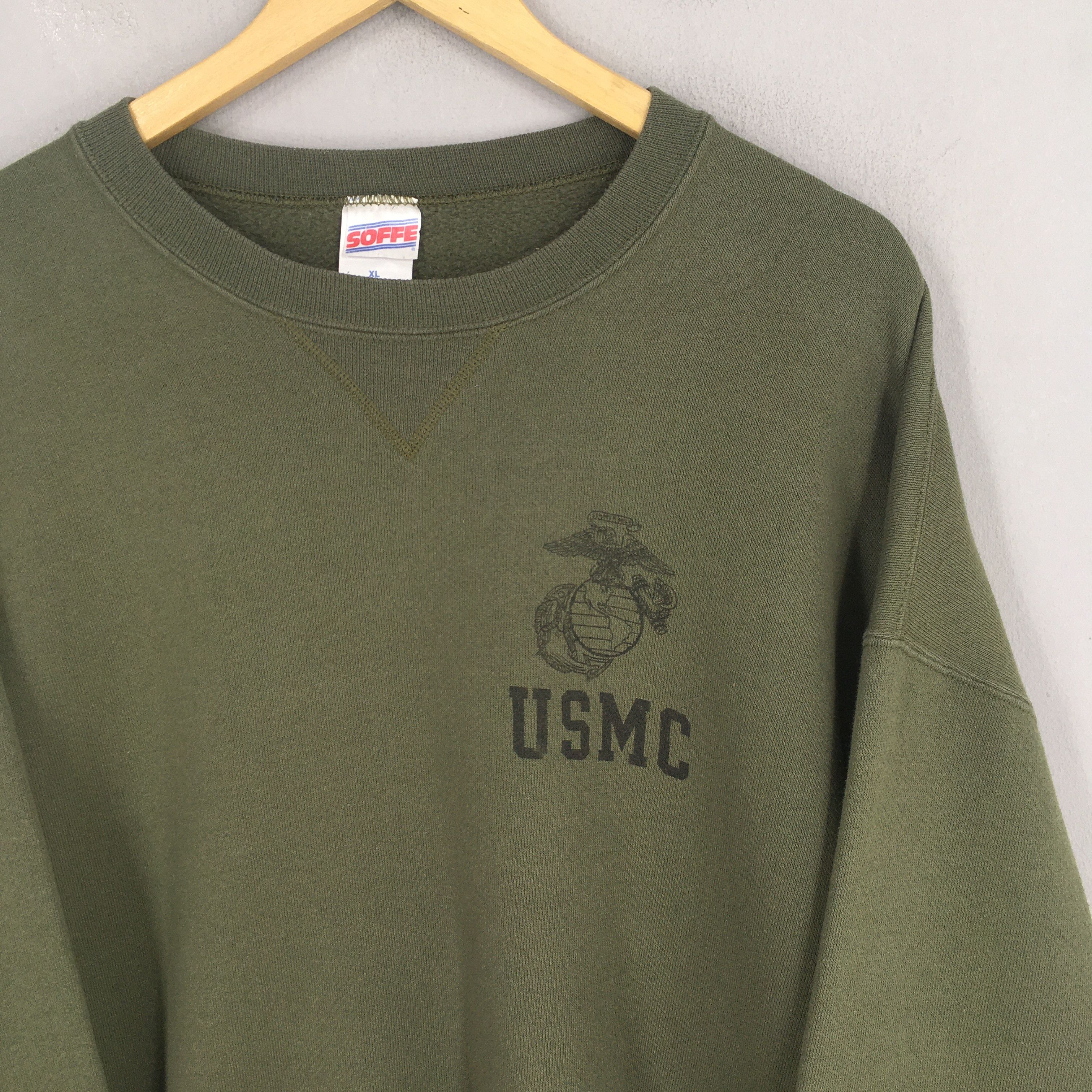 Soffe Vintage 90's Usmc Marines Green Sweatshirt XLarge Size US XL / EU 56 / 4 - 2 Thumbnail