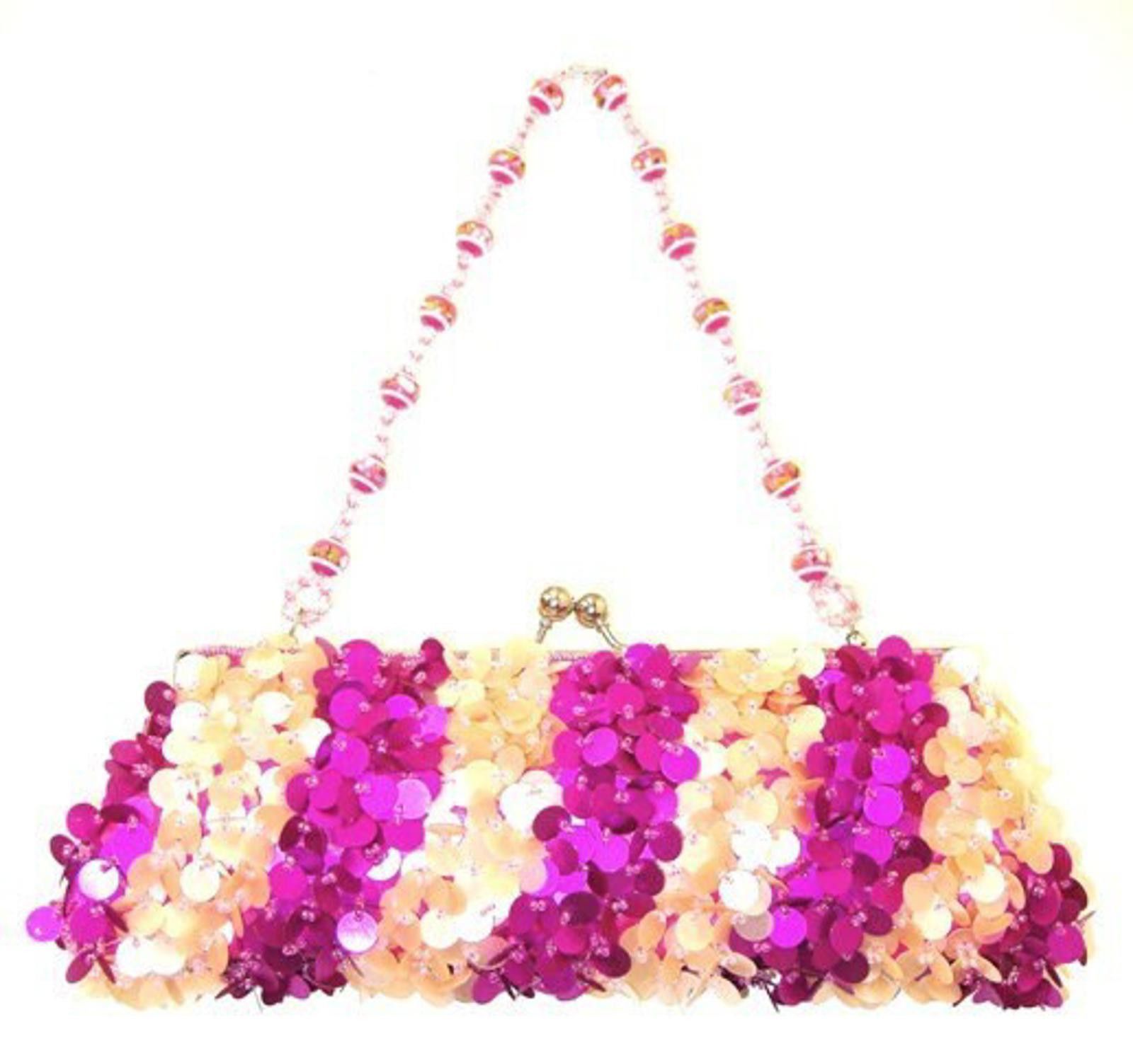 Pink Sequin Purse Pink Peach Combination Size ONE SIZE - 1 Preview