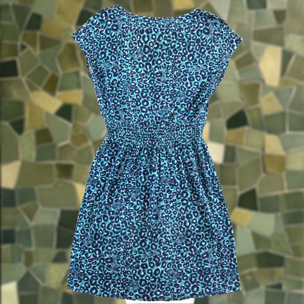 Lilly Pulitzer Lilly Pulitzer Blue Leopard Print Jersey Stretch Cap Sleeve Sheath Dress Small Size S / US 4 / IT 40 - 1 Thumbnail