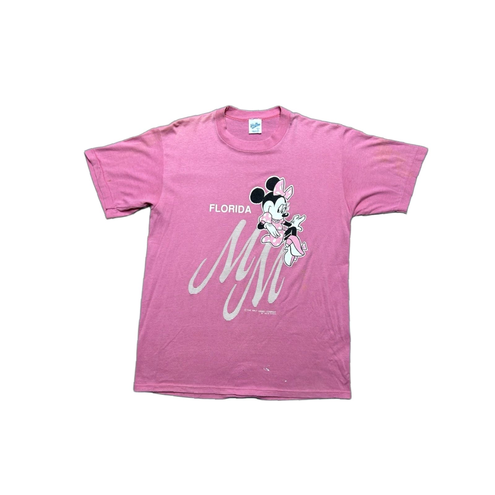 Disney VINTAGE 80s Minnie Mouse Disney Florida single stitch pink T-Shirt LARGE Men Size US L / EU 52-54 / 3 - 1 Thumbnail