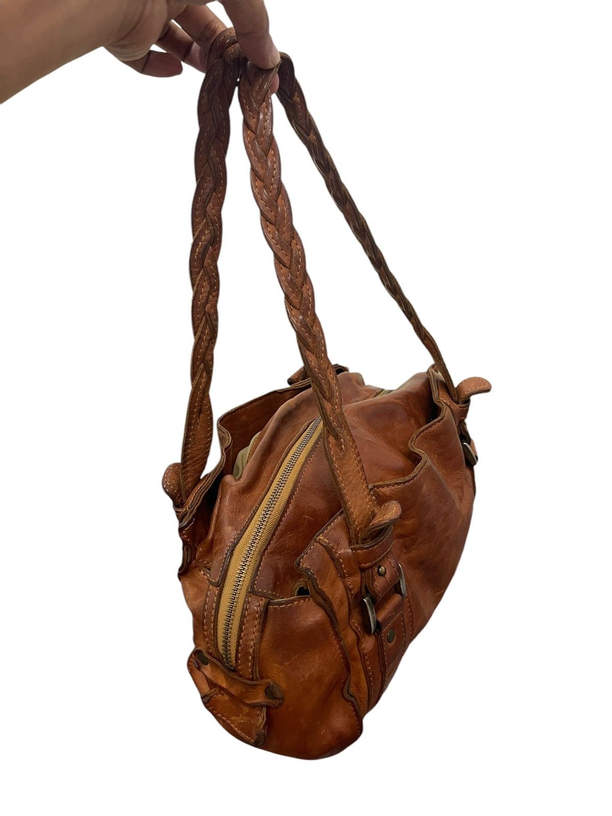 Genuine Leather Full Leather Patina Unknown Japan Tote Shoulder Bag 4🟩 Size ONE SIZE - 4 Thumbnail