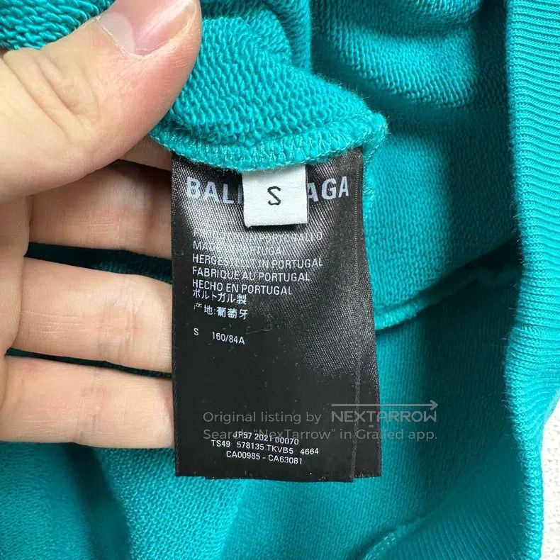 Balenciaga Balenciaga Embroidered small LOGO peacock blue hoodie Size US S / EU 44-46 / 1 - 4 Thumbnail