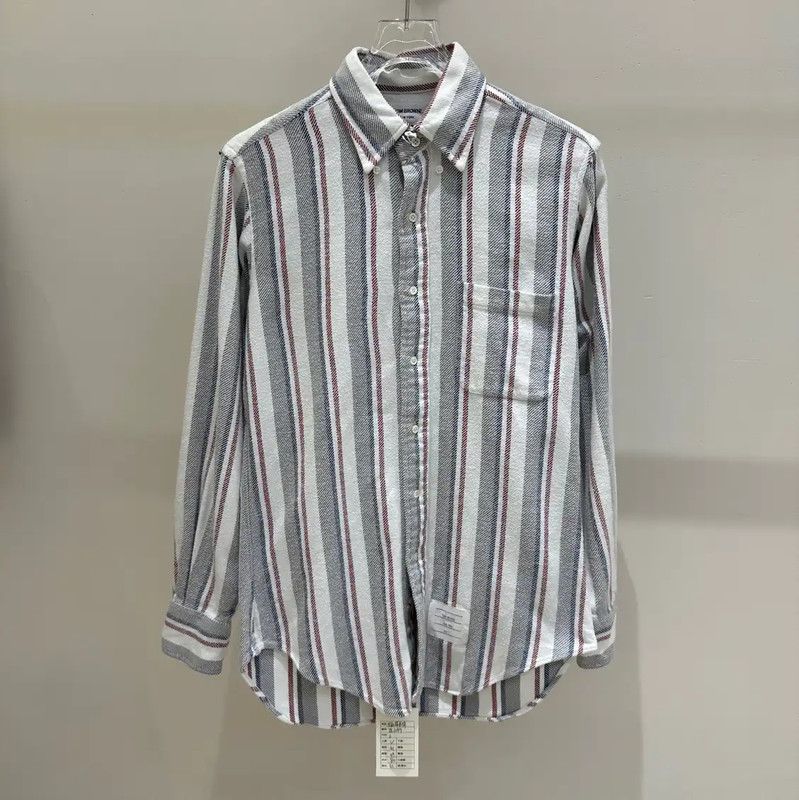 Thom Browne Men's Colorblock Striped Long Sleeve Shirt 0089