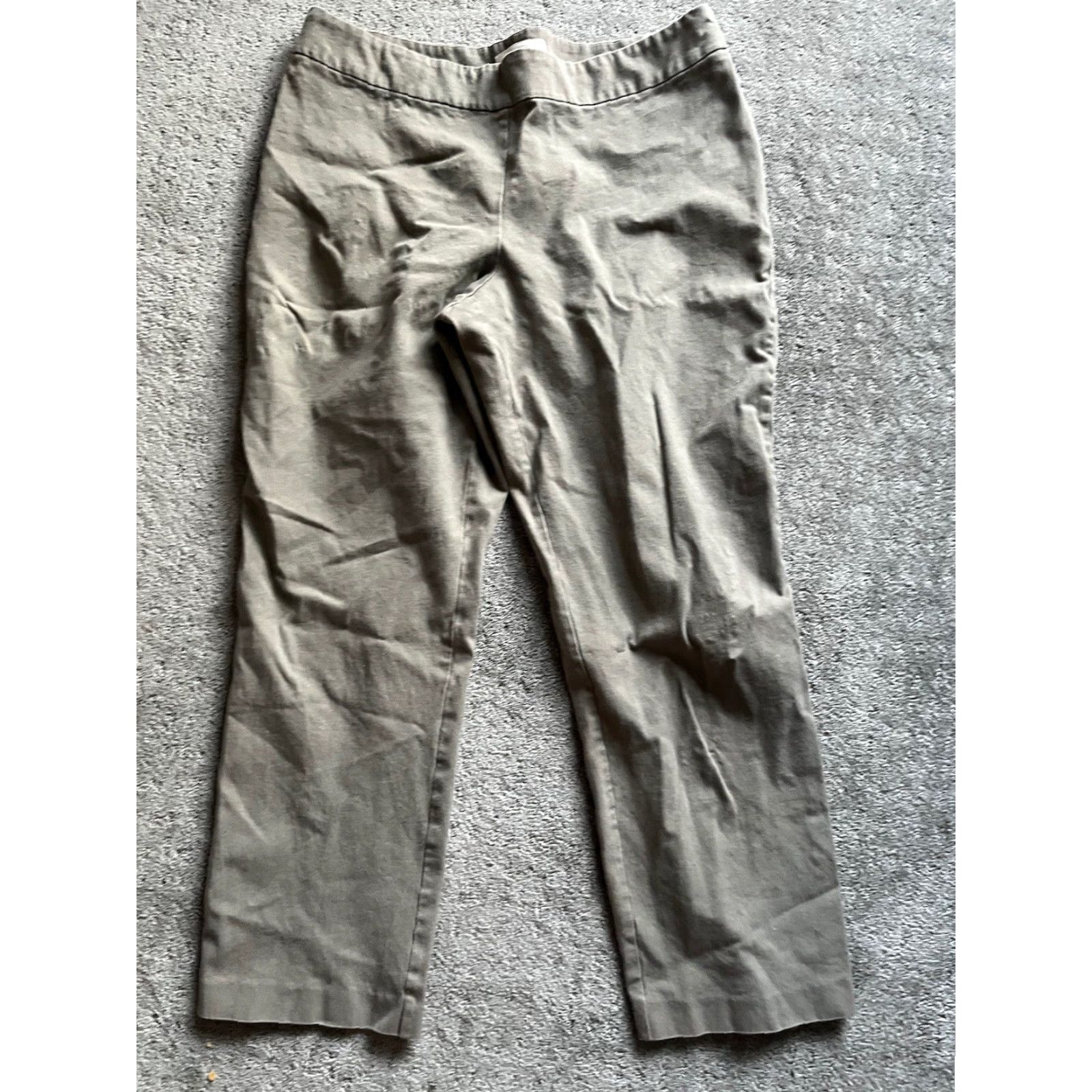 Vintage Chicos Pants Women's Beige Stretch Flat Front High Rise 3R Regular Ankle Zip 36 x 25 Nylon Rayon Spandex City Modern Casual Women's Size 26" / US 2 / IT 38 - 2 Thumbnail