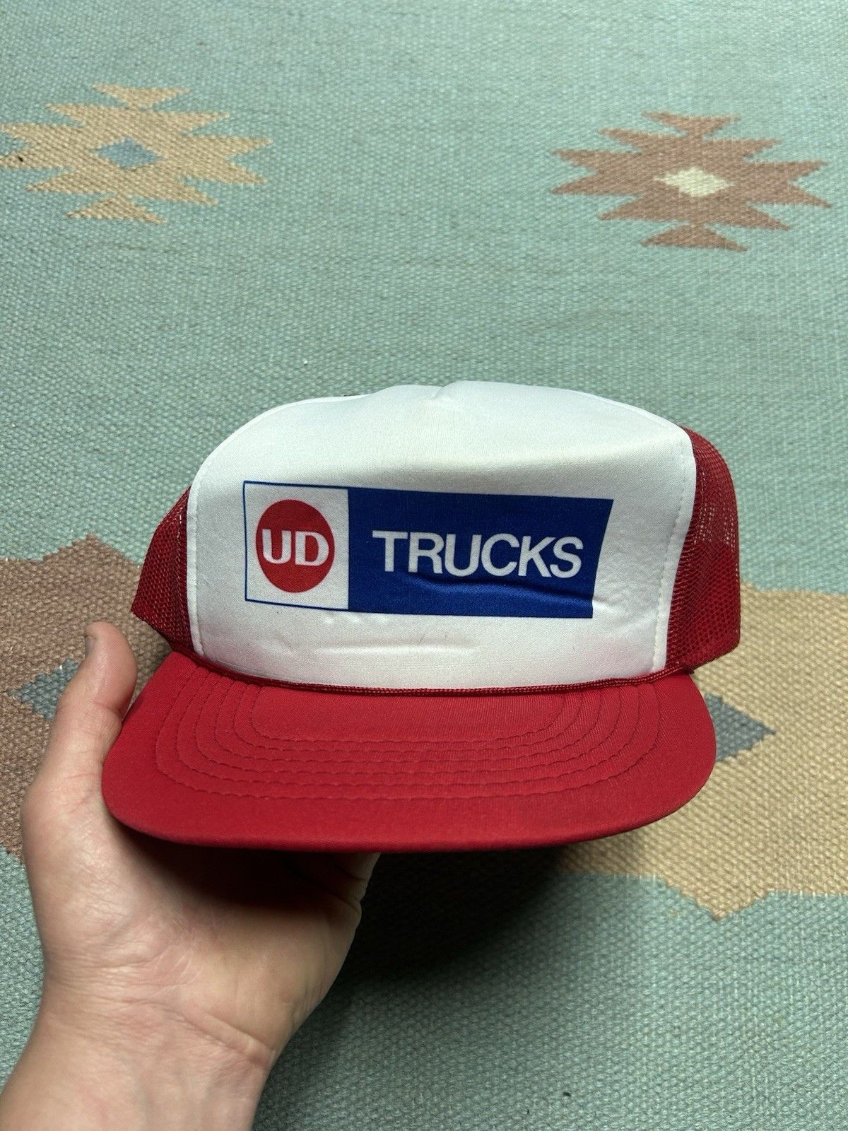 Vintage Vtg trucker hat mesh UD trucks red white blue logo snapback Size ONE SIZE - 2 Thumbnail