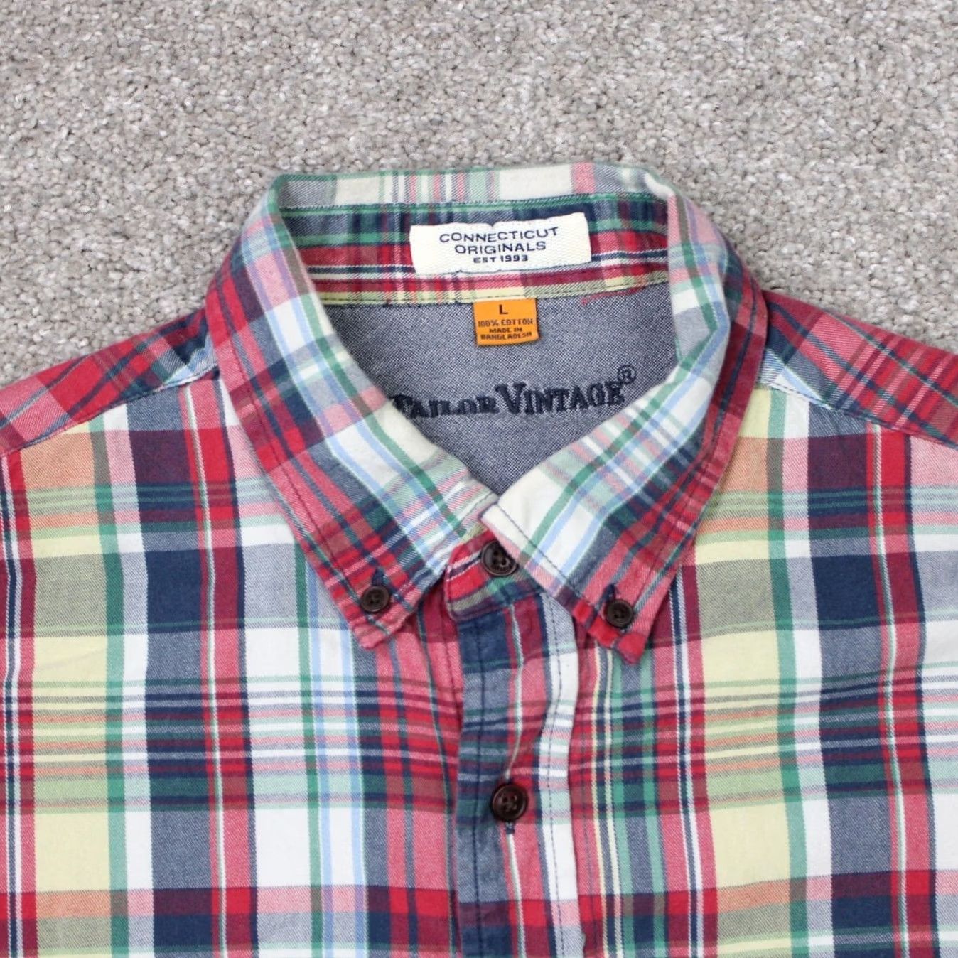 Vintage Tailor Vintage Shirt Men Large Red/Blue Flip Cuff 100% Cotton Long Sleeve Button Size US L / EU 52-54 / 3 - 4 Thumbnail