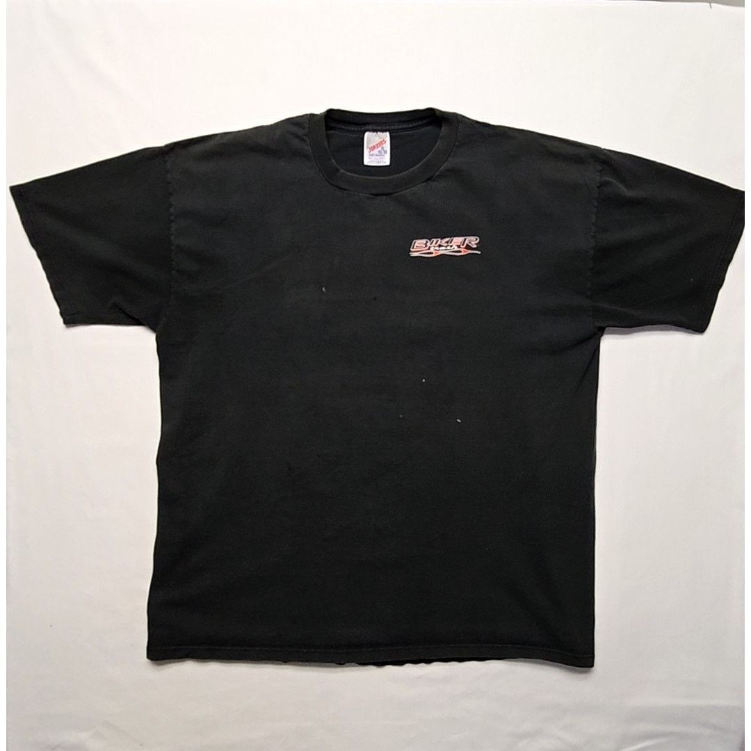 Jerzees Vintage Biker Trash Shirt Caution Motorcycle Black XL Tee Size US XL / EU 56 / 4 - 6 Thumbnail